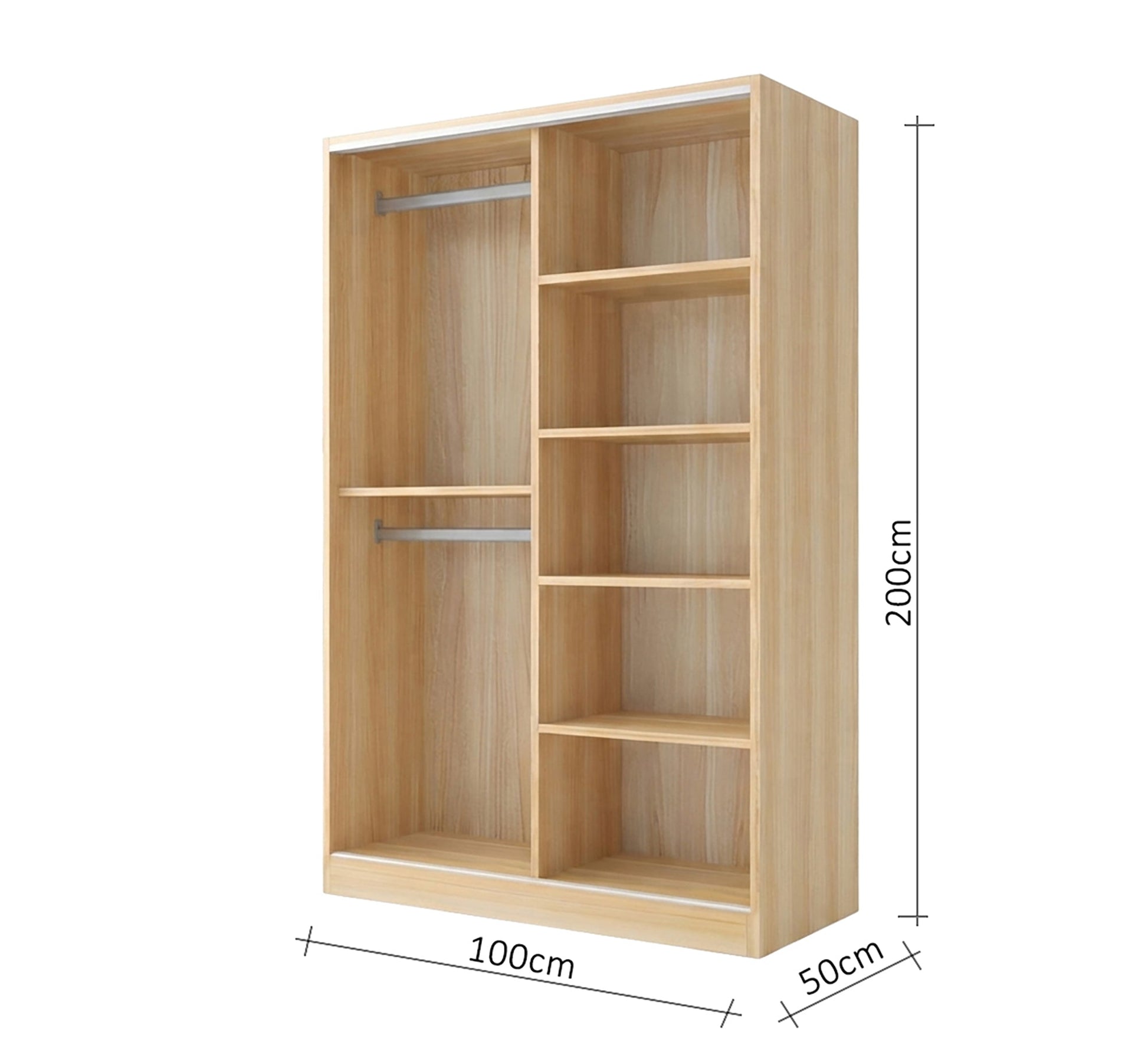 Open wooden wardrobe with shelves and hanging hooks - Vitrine Furniture - Wardrobes