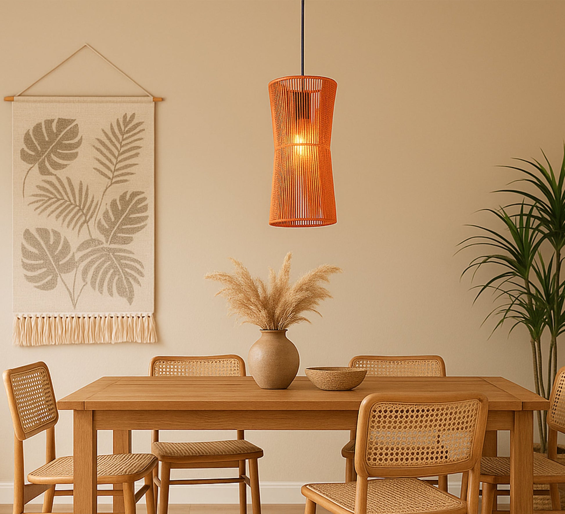 Orange macrame pendant light - Vitrine Furniture - Lighting