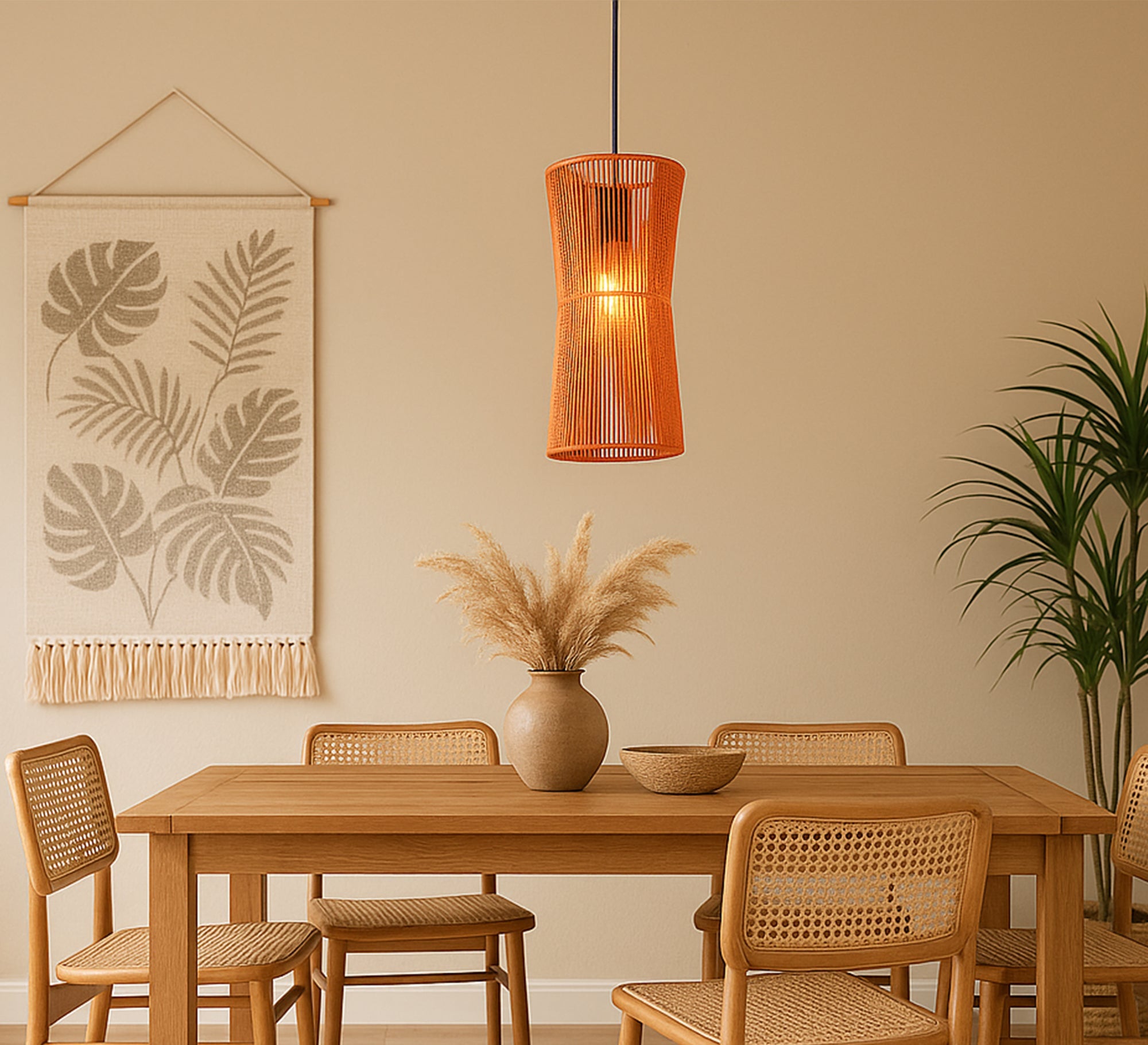 Orange macrame pendant light - Vitrine Furniture - Lighting