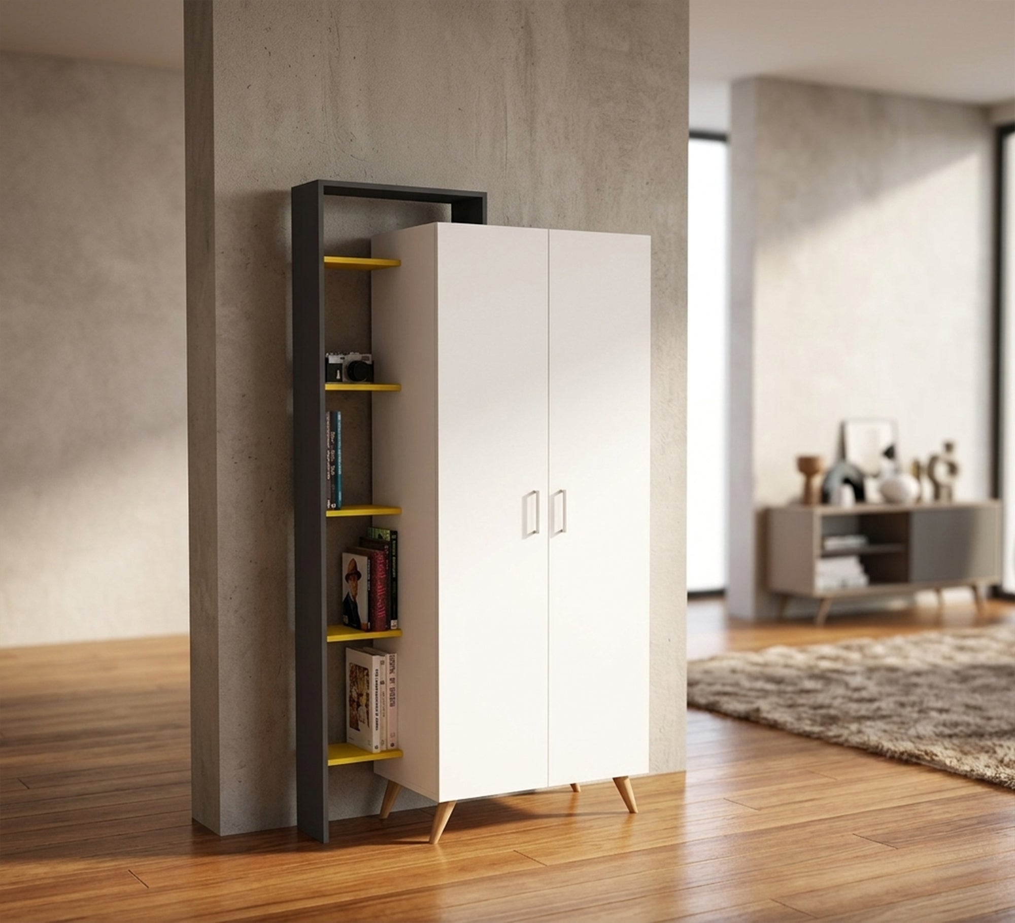 Outdoor Elegant White Cupboard Library - Vitrine Furniture - Wardrobes