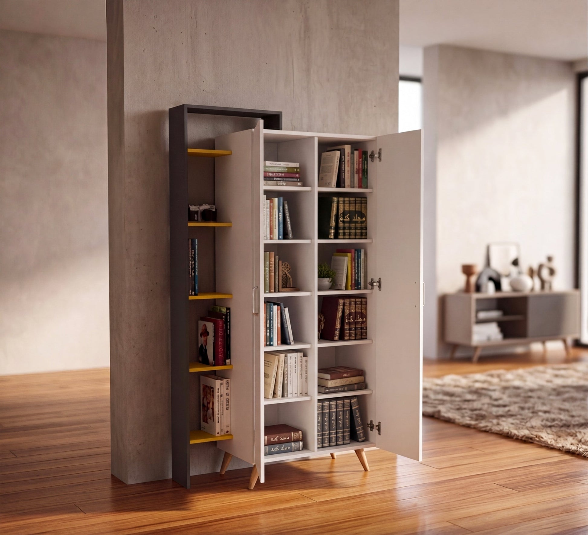 Outdoor Elegant White Cupboard Library - Vitrine Furniture - Wardrobes