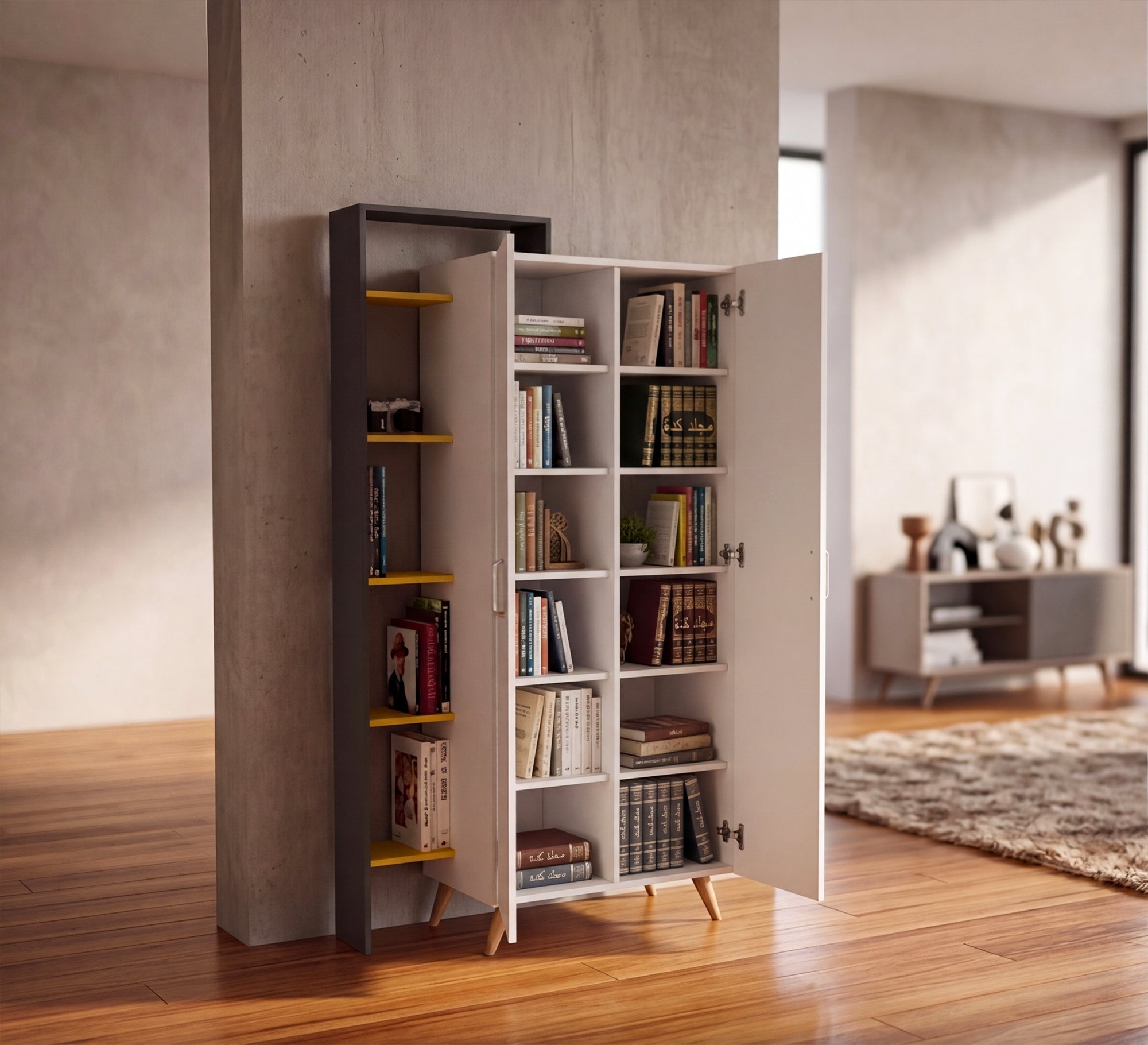 Outdoor Elegant White Cupboard Library - Vitrine Furniture - Wardrobes