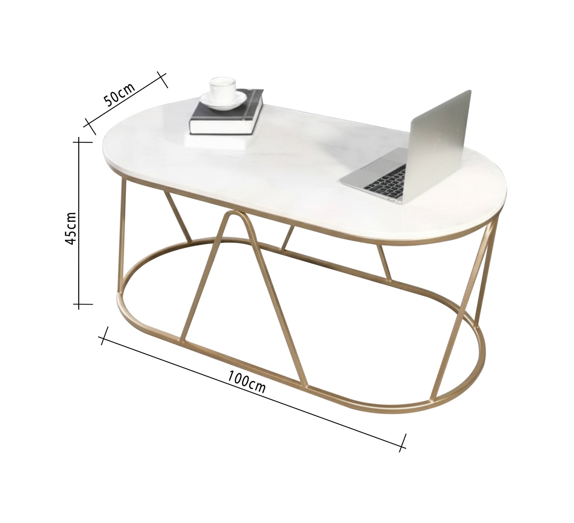 Oval coffee table with a marble top - Vitrine Furniture - Furniture