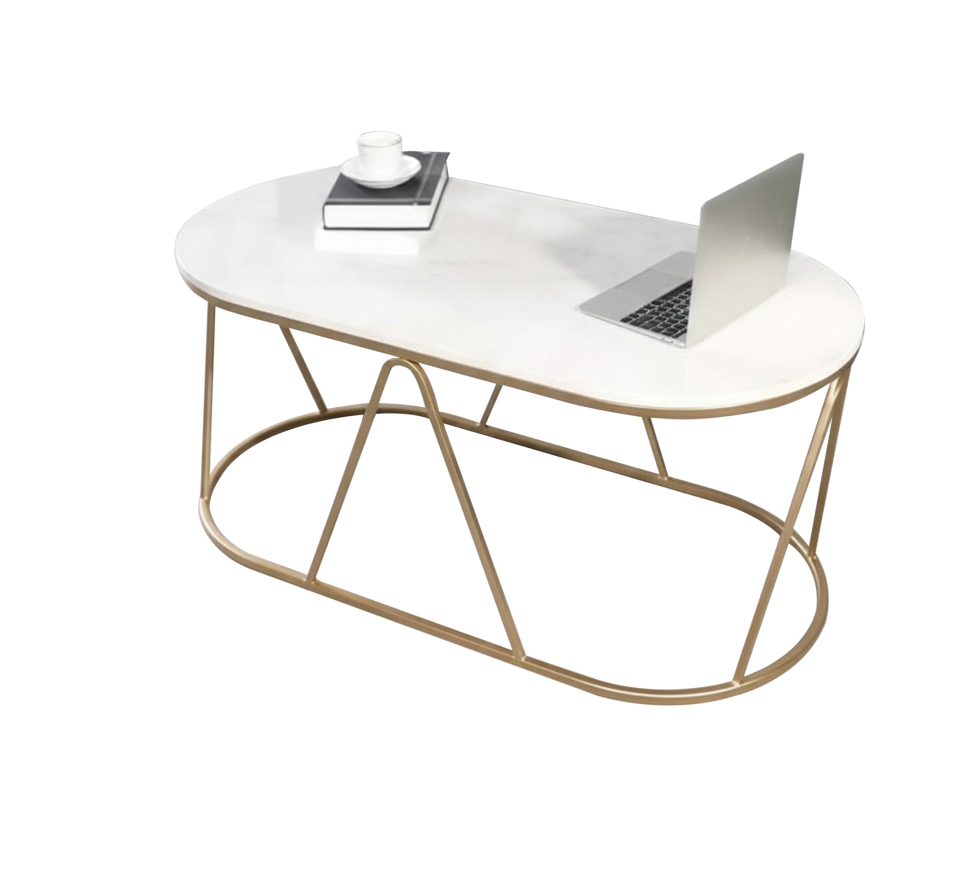 Oval coffee table with a marble top - Vitrine Furniture - Furniture