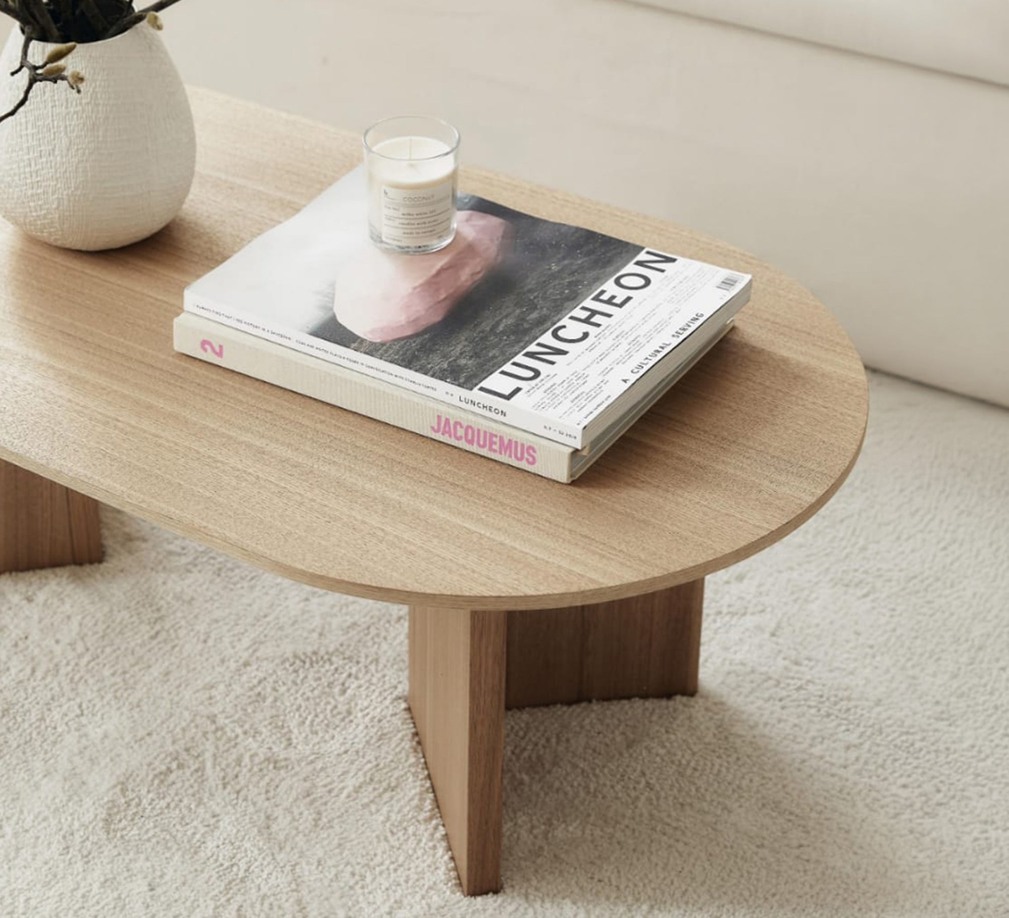 Oval coffee table with a simple, modern design - Vitrine Furniture - Side Tables