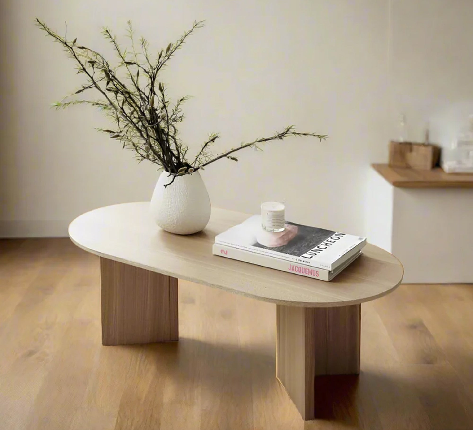 Oval coffee table with a simple, modern design - Vitrine Furniture - Side Tables