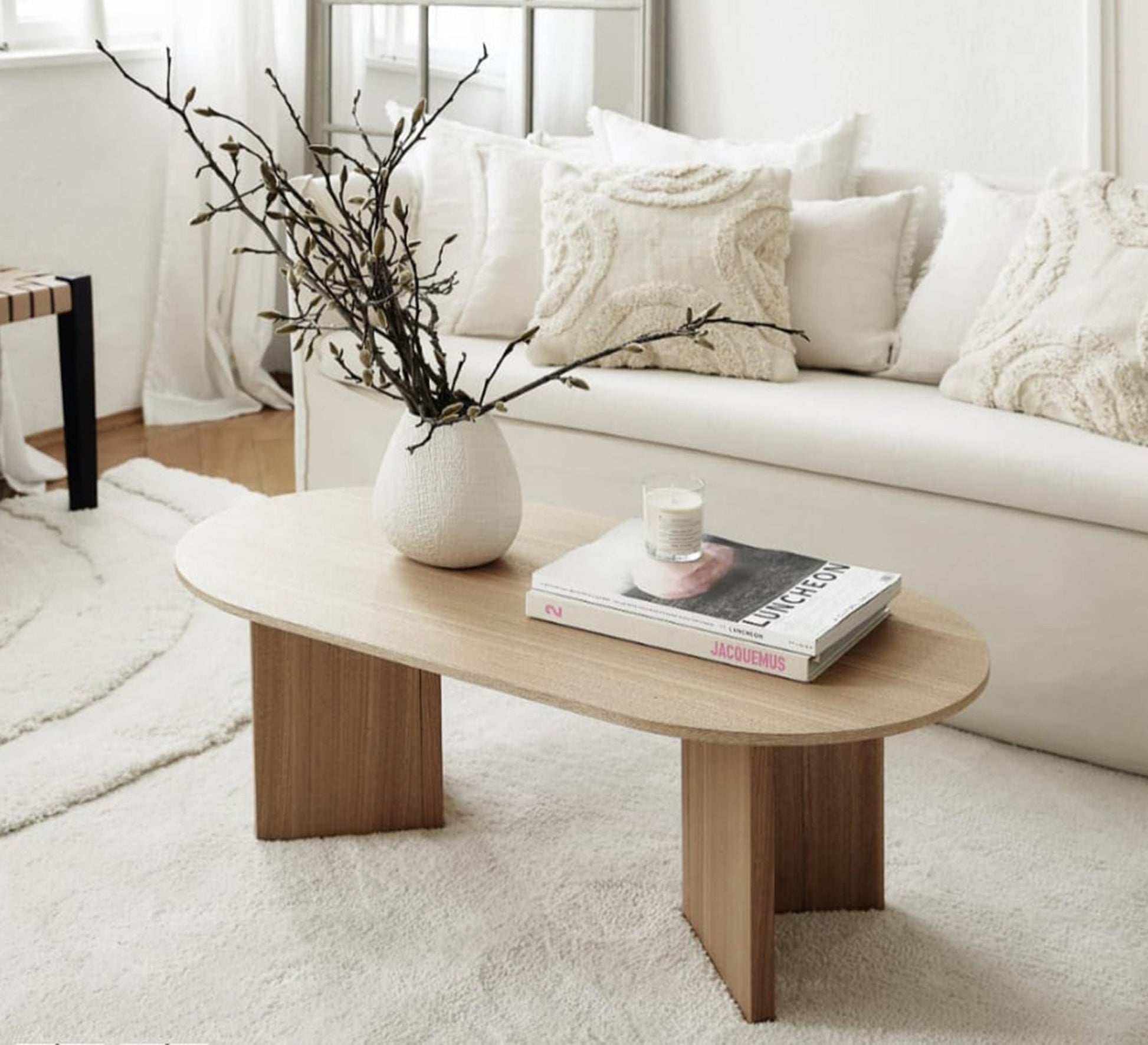 Oval coffee table with a simple, modern design - Vitrine Furniture - Side Tables