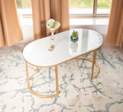 Oval coffee table with white marble - Vitrine Furniture - Furniture