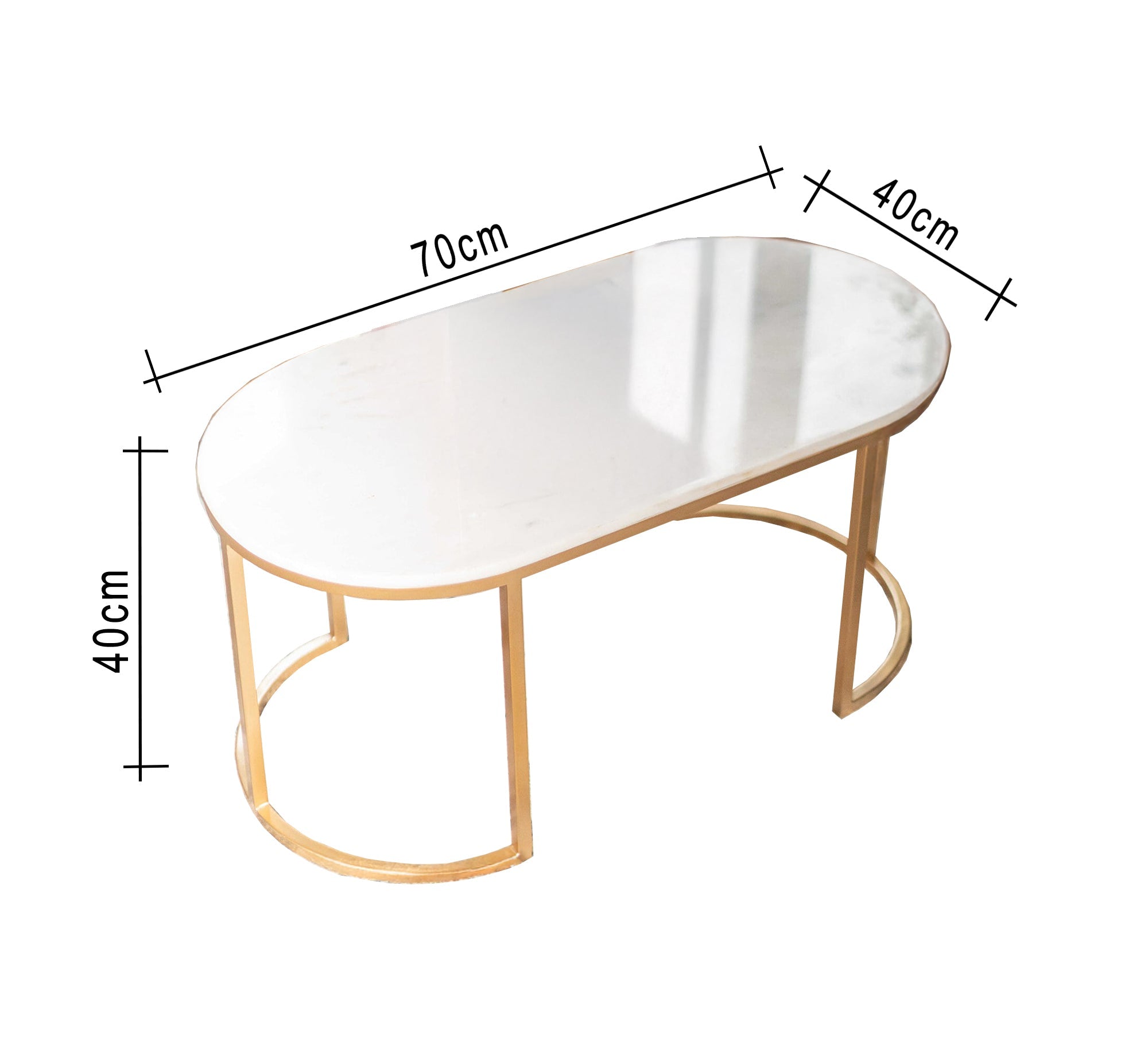 Oval coffee table with white marble - Vitrine Furniture - Furniture