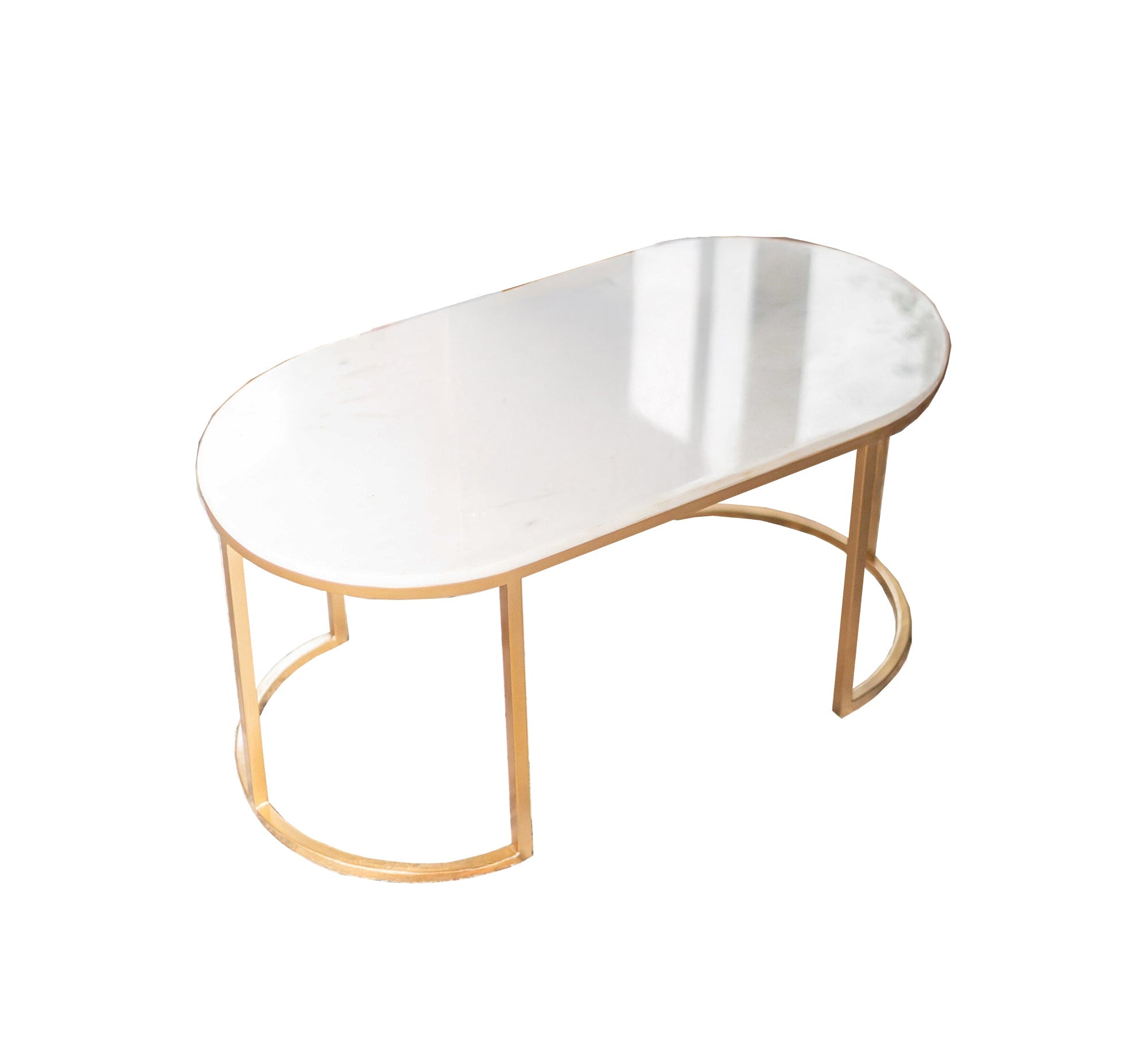 Oval coffee table with white marble - Vitrine Furniture - Furniture