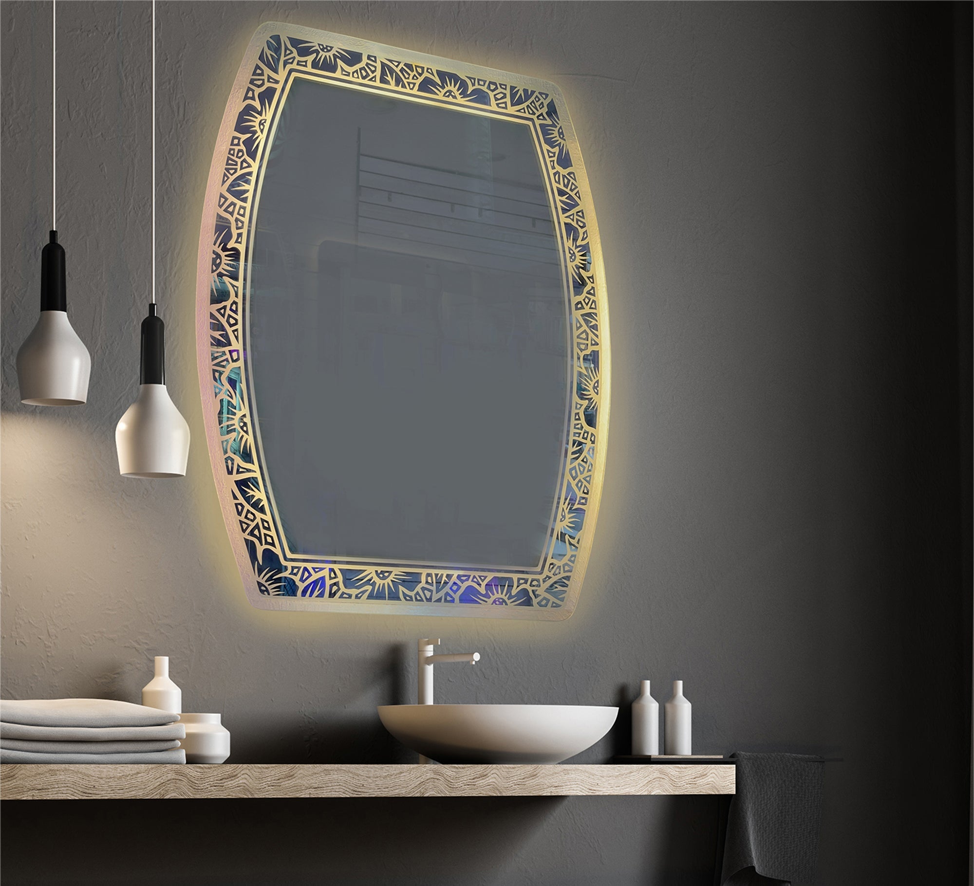Oval LED Mirror with Sleek Line Edges - Vitrine Furniture - Mirrors