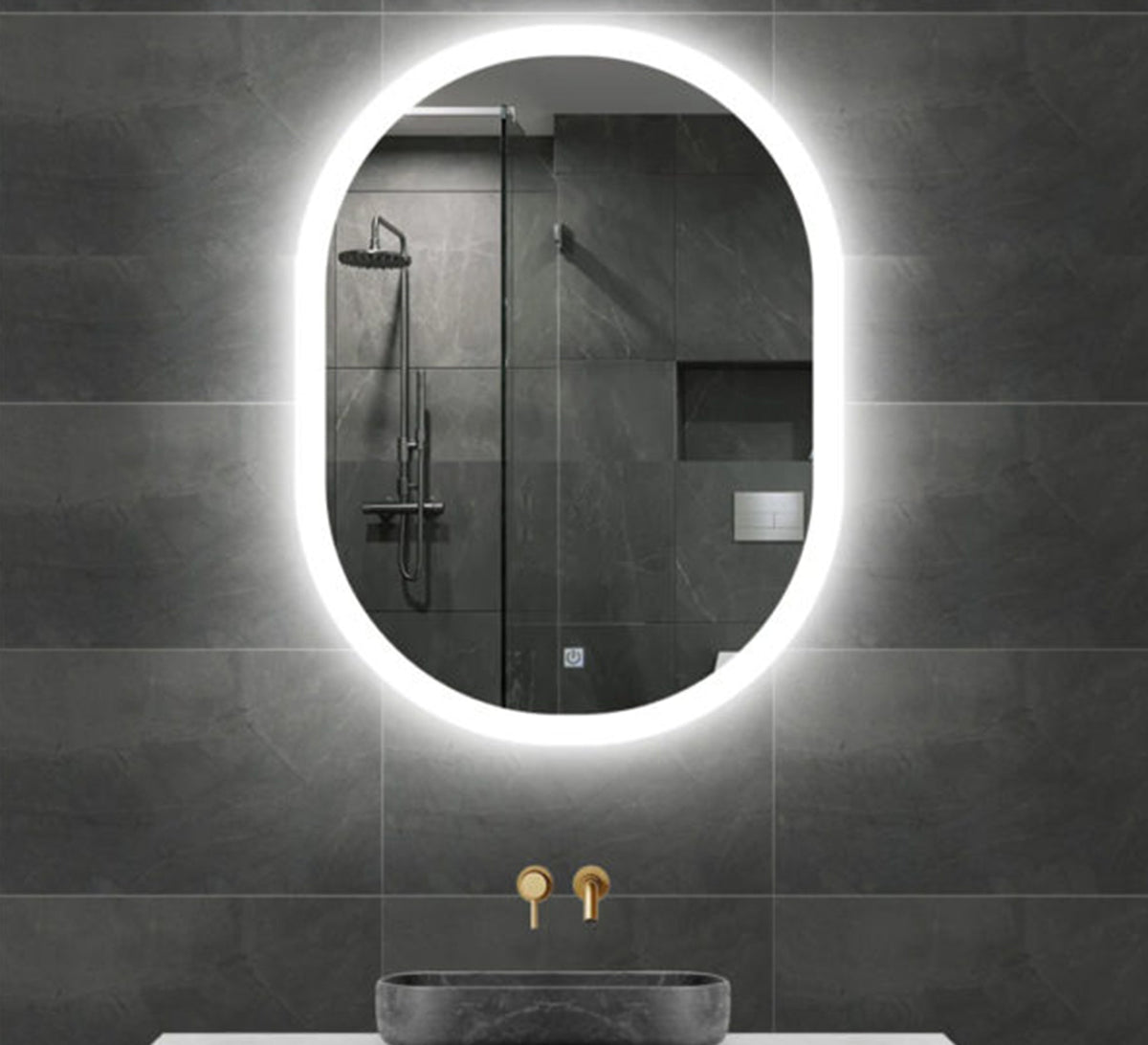 Oval mirror with a front light frame - Vitrine Furniture - Mirrors