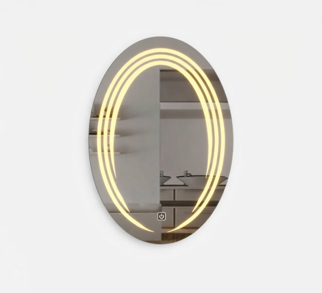 Oval mirror with overlapping light rings - Vitrine Furniture - Mirrors
