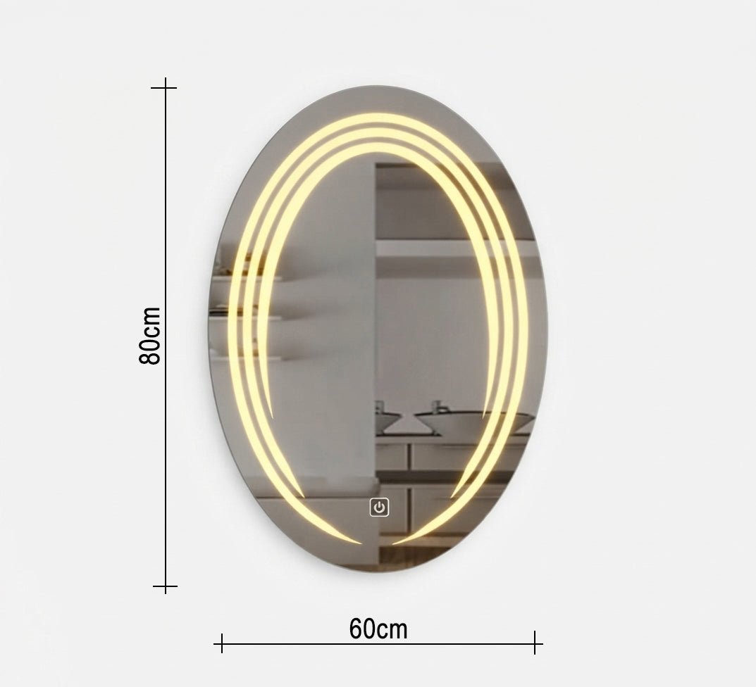 Oval mirror with overlapping light rings - Vitrine Furniture - Mirrors