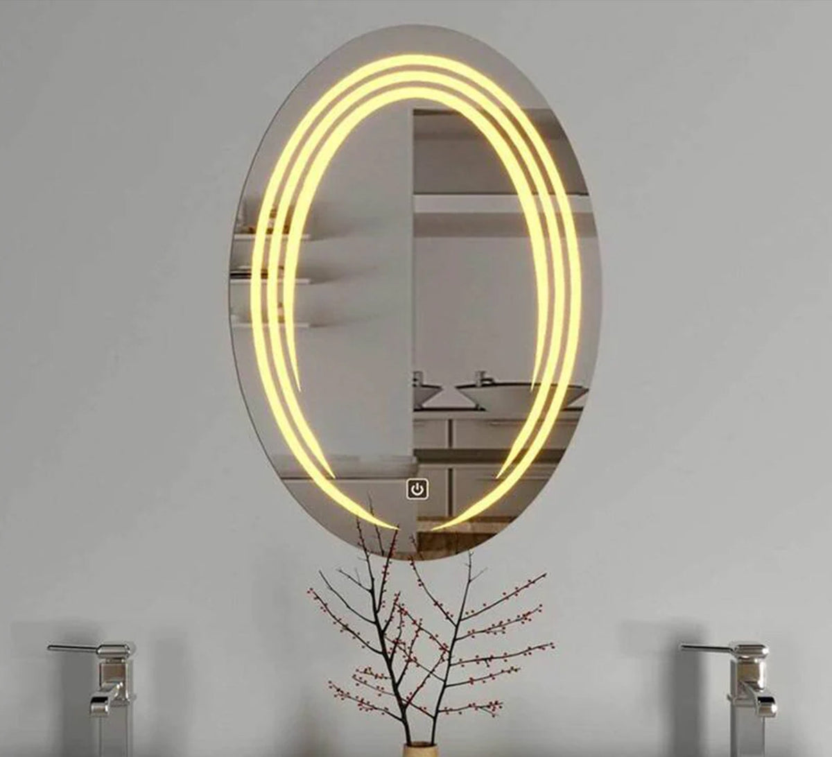Oval mirror with overlapping light rings - Vitrine Furniture - Mirrors