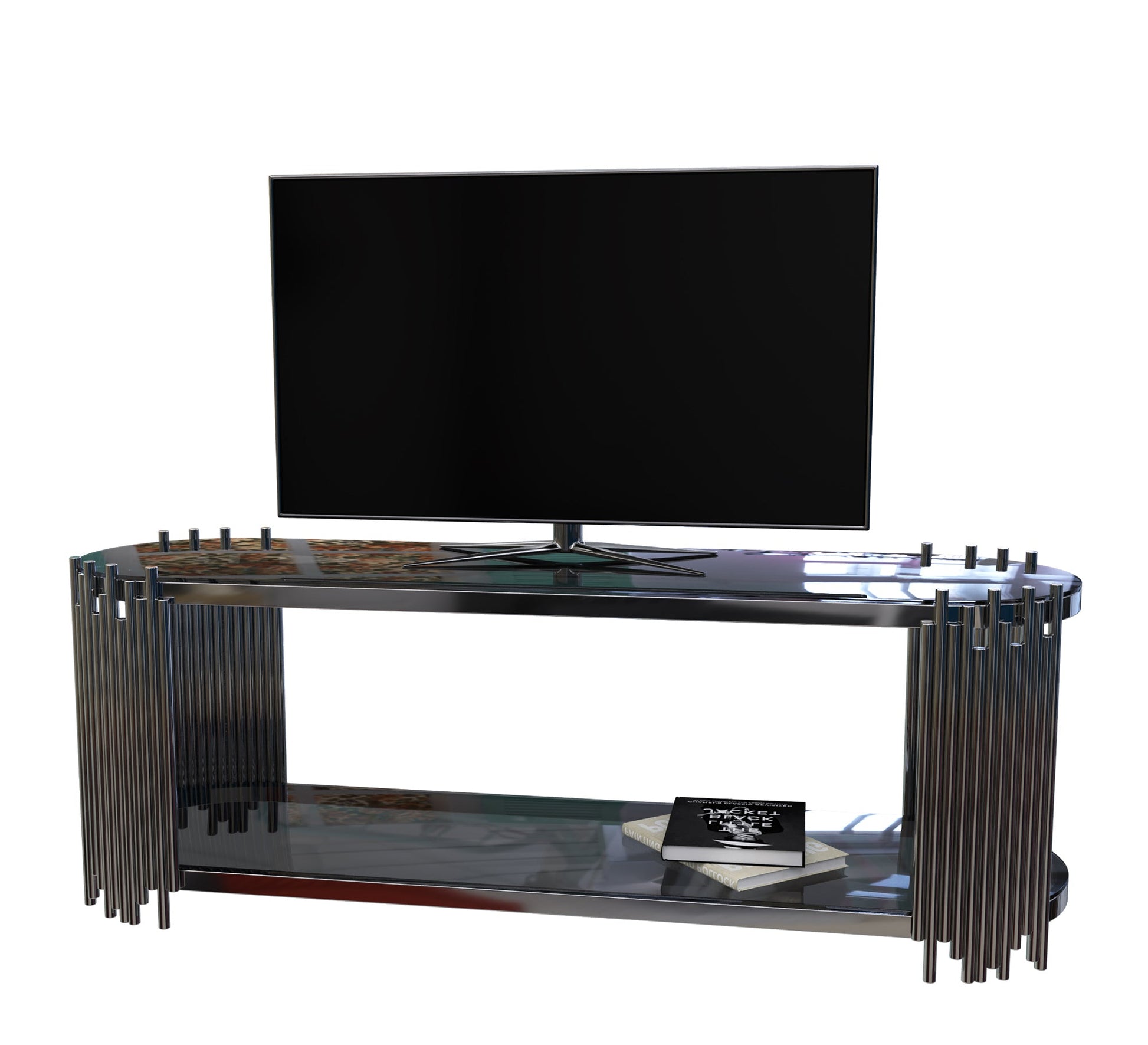 Oval stainless steel TV table - Vitrine Furniture - Furniture