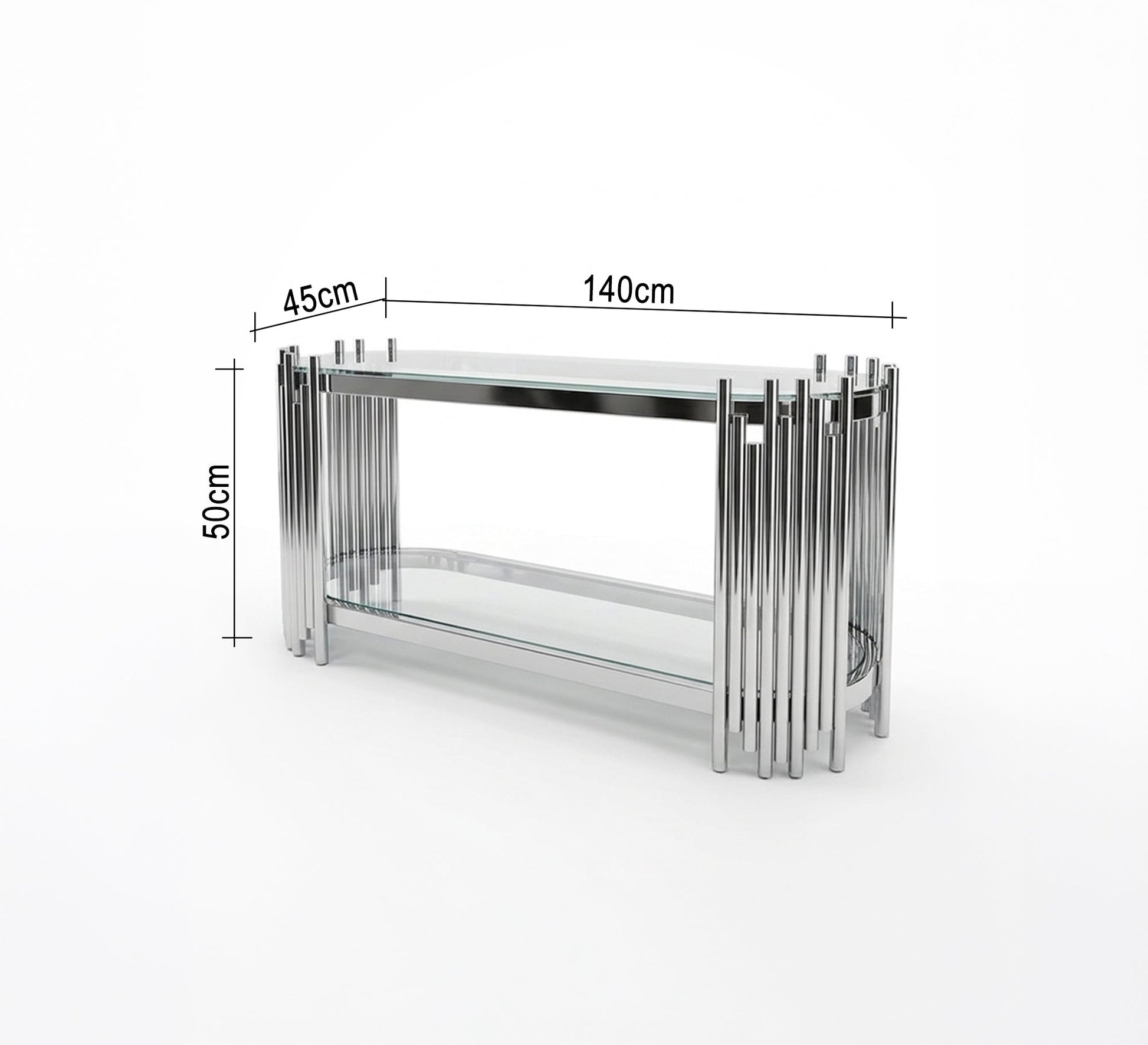 Oval stainless steel TV table - Vitrine Furniture - TV Table & Cabinet
