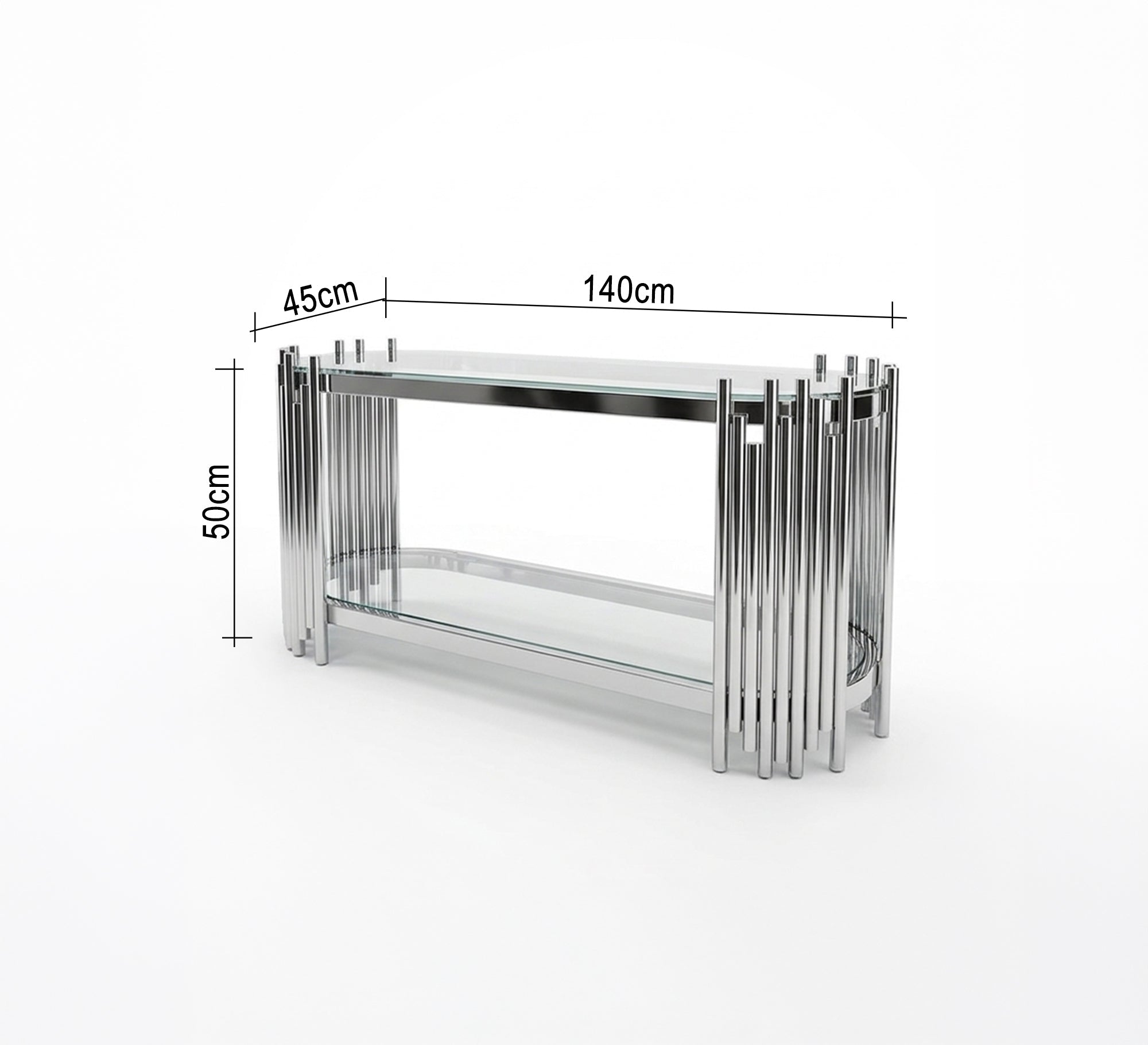 Oval stainless steel TV table - Vitrine Furniture - TV Table & Cabinet