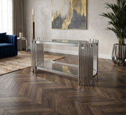 Oval stainless steel TV table - Vitrine Furniture - TV Table & Cabinet