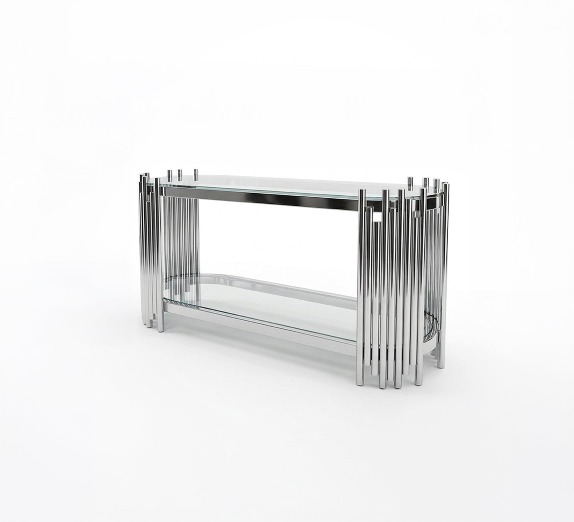 Oval stainless steel TV table - Vitrine Furniture - TV Table & Cabinet