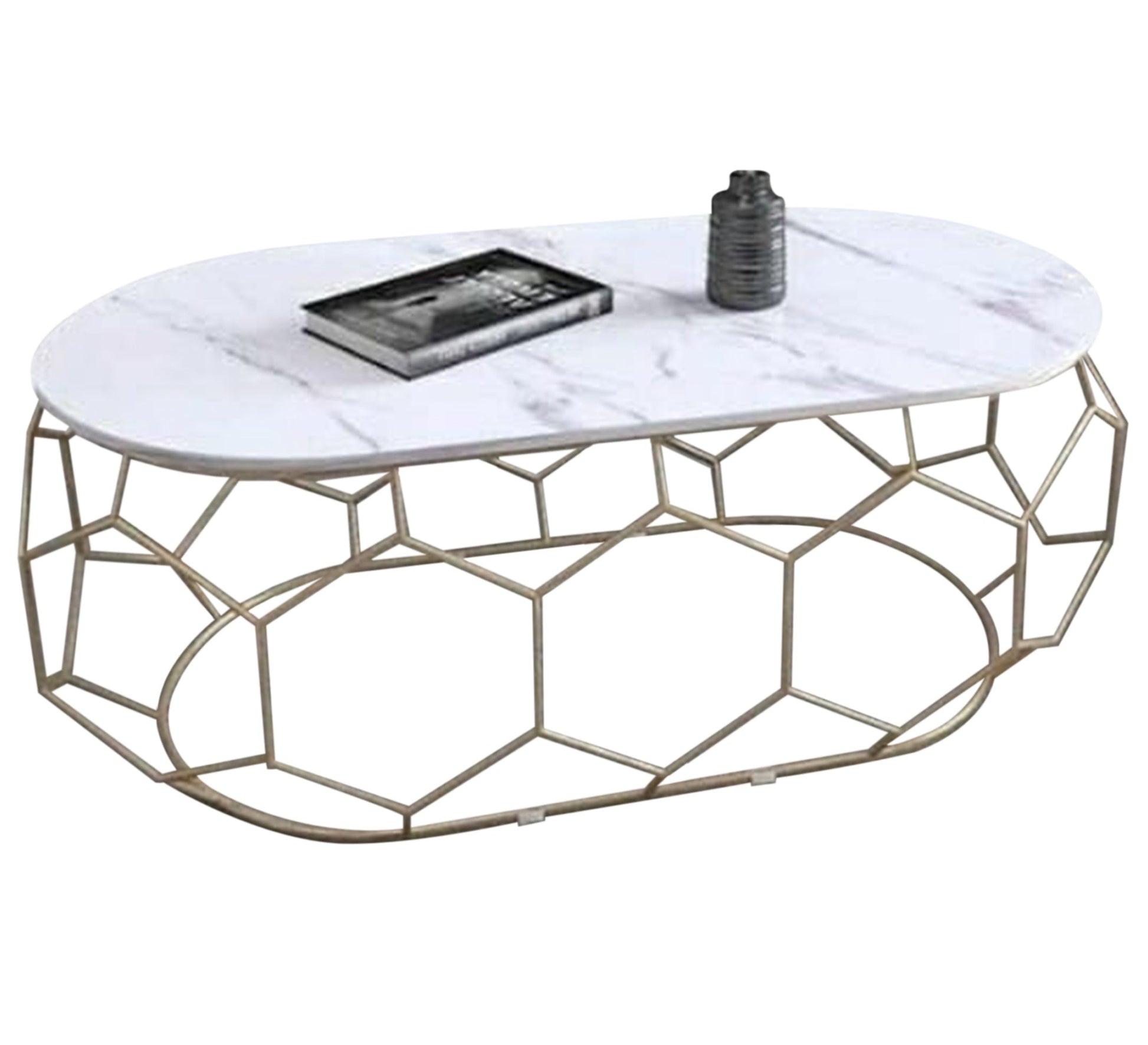 Oval table with a decorative steel base - Vitrine Furniture - Furniture