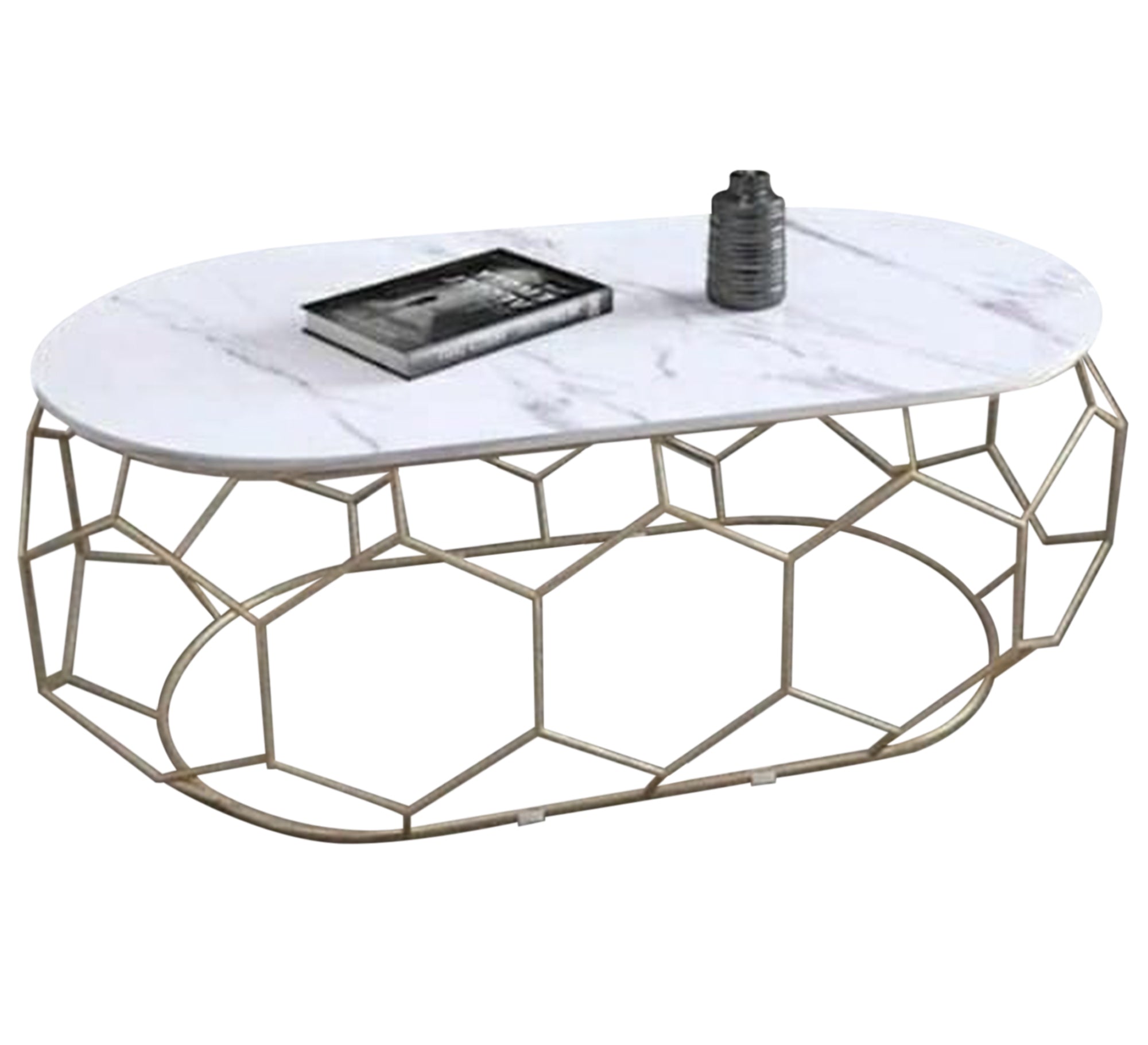 Oval table with a decorative steel base - Vitrine Furniture - Furniture