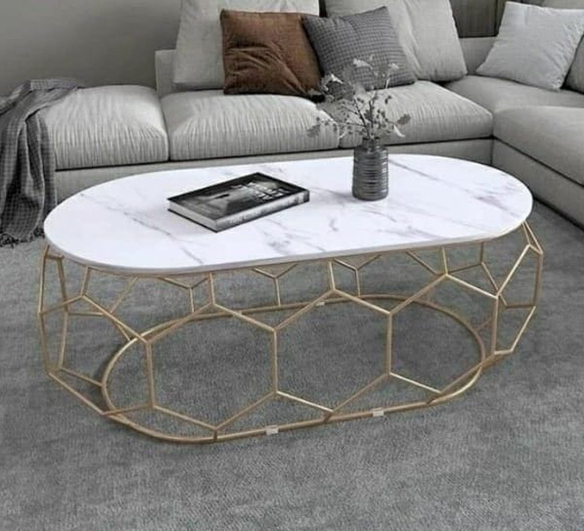 Oval table with a decorative steel base - Vitrine Furniture - Furniture