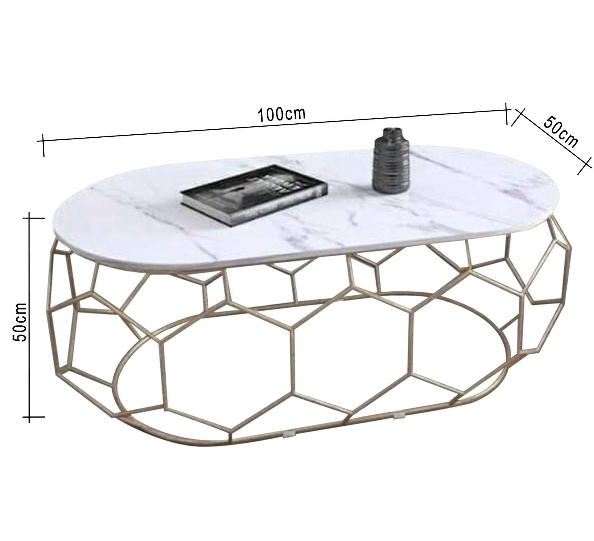 Oval table with a decorative steel base - Vitrine Furniture - Furniture