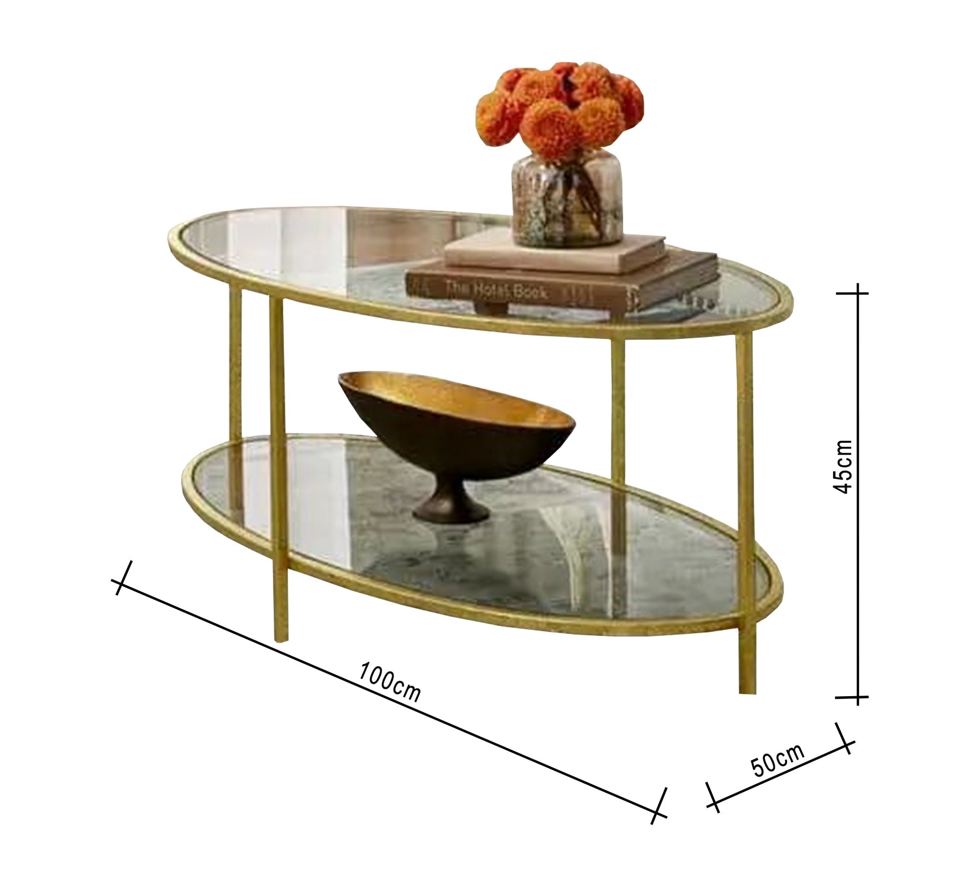 Oval Table with Double Glass Tops - Vitrine Furniture - Furniture