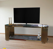 Oval TV table in golden color - Vitrine Furniture - Furniture