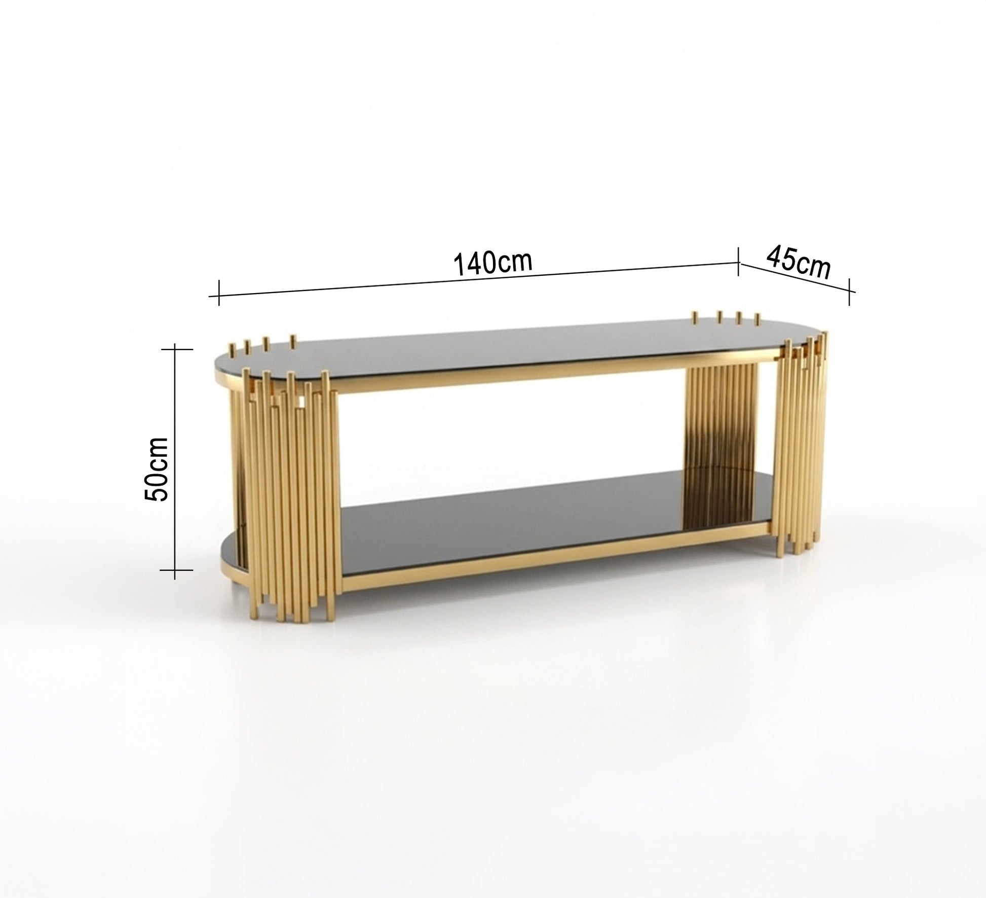 Oval TV table in golden color - Vitrine Furniture - TV Table & Cabinet