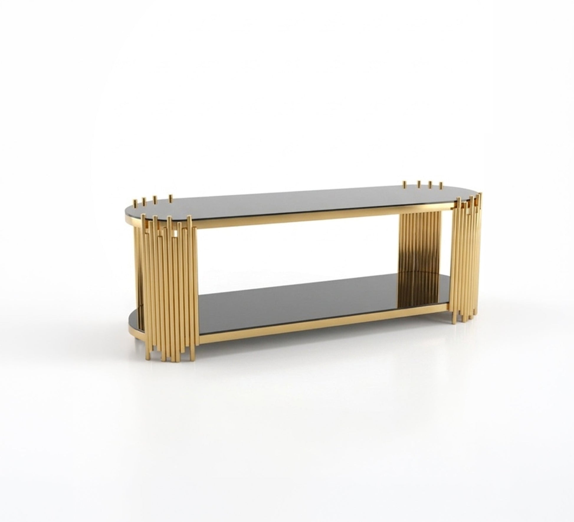 Oval TV table in golden color - Vitrine Furniture - TV Table & Cabinet