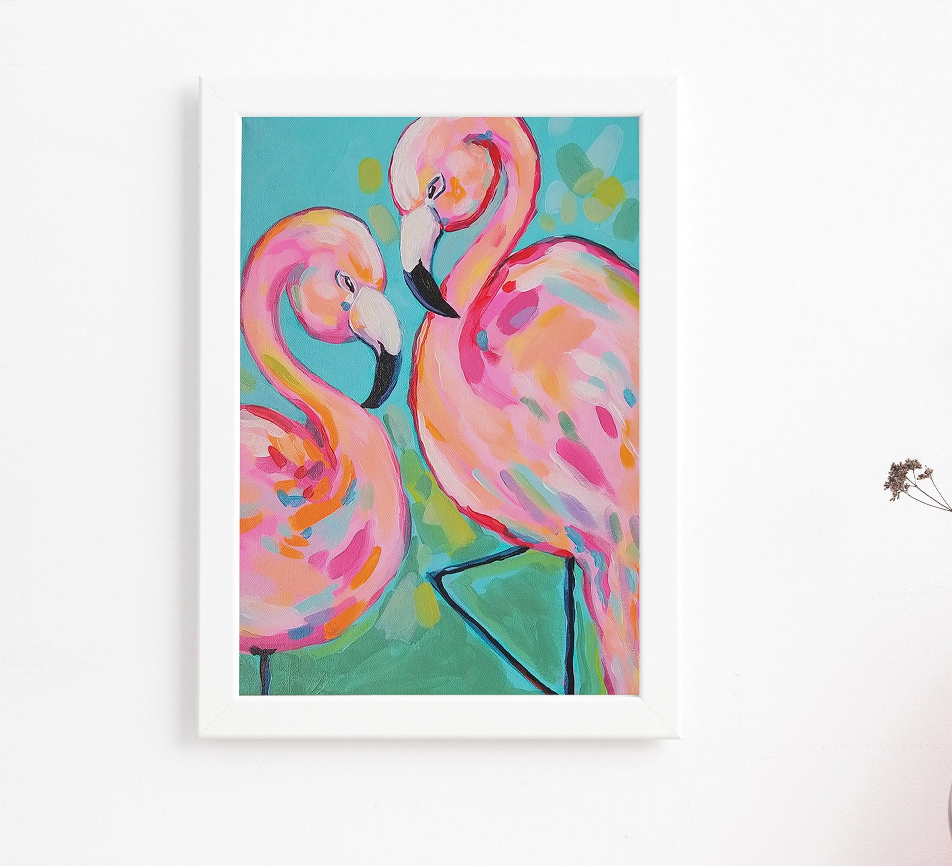 Painting of a pair of swans - Vitrine Furniture - Décor