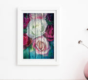 Painting of beautiful roses - Vitrine Furniture - Décor
