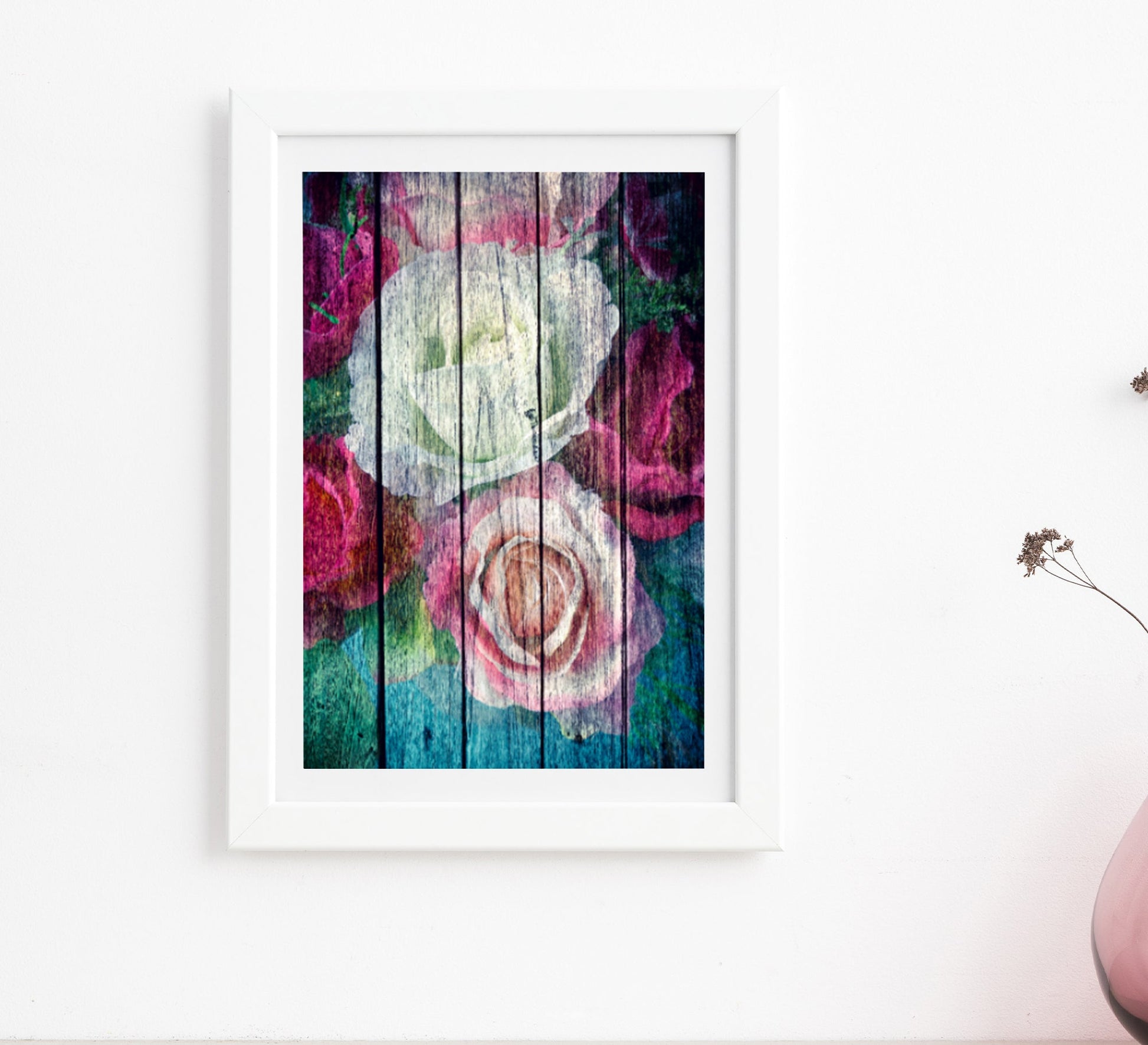 Painting of beautiful roses - Vitrine Furniture - Décor