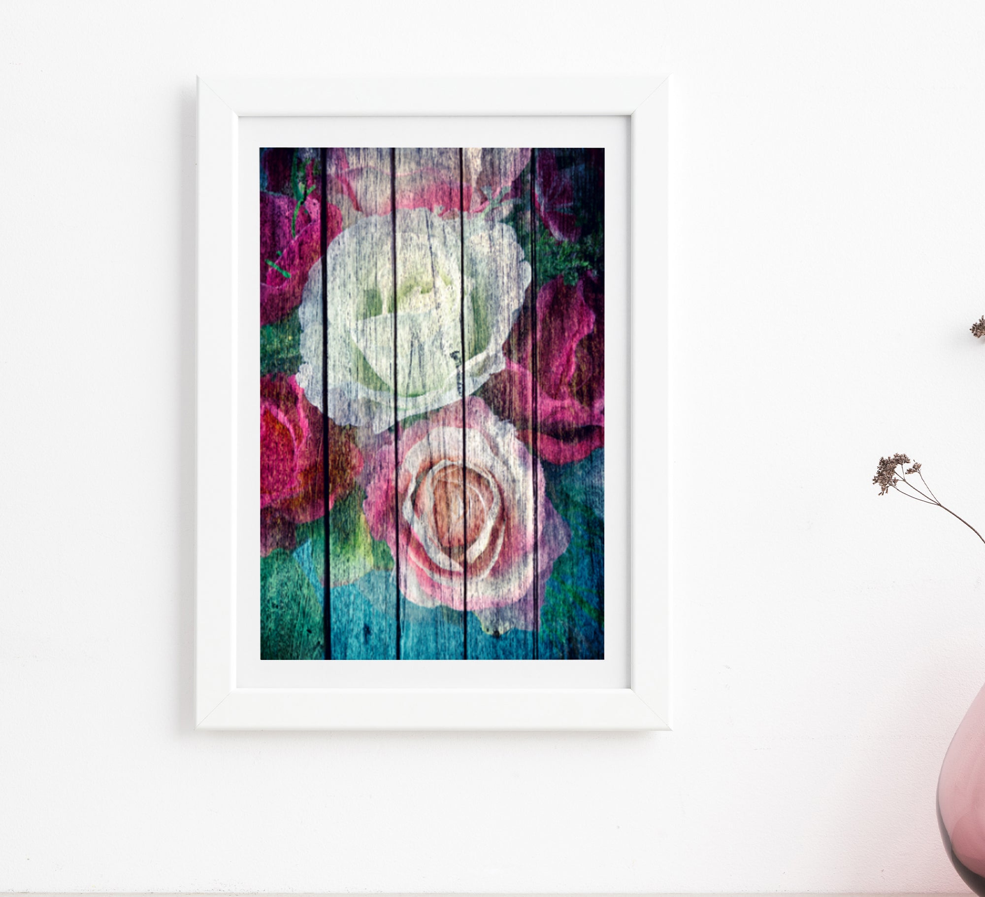 Painting of beautiful roses - Vitrine Furniture - Décor