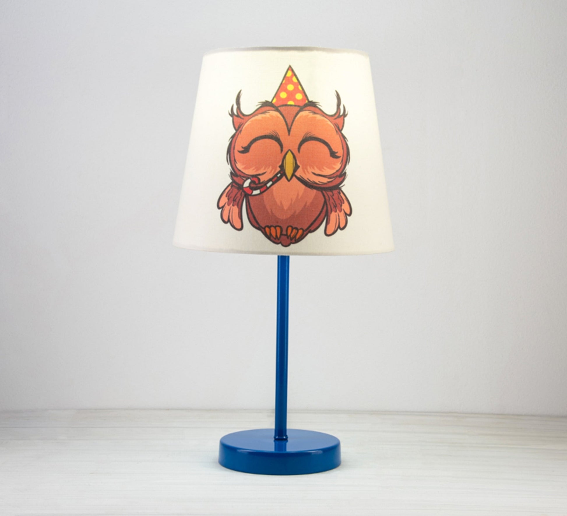 Party Owl Lamp: Fun Light for the Nursery with a Blue Base - Vitrine Furniture - Lighting