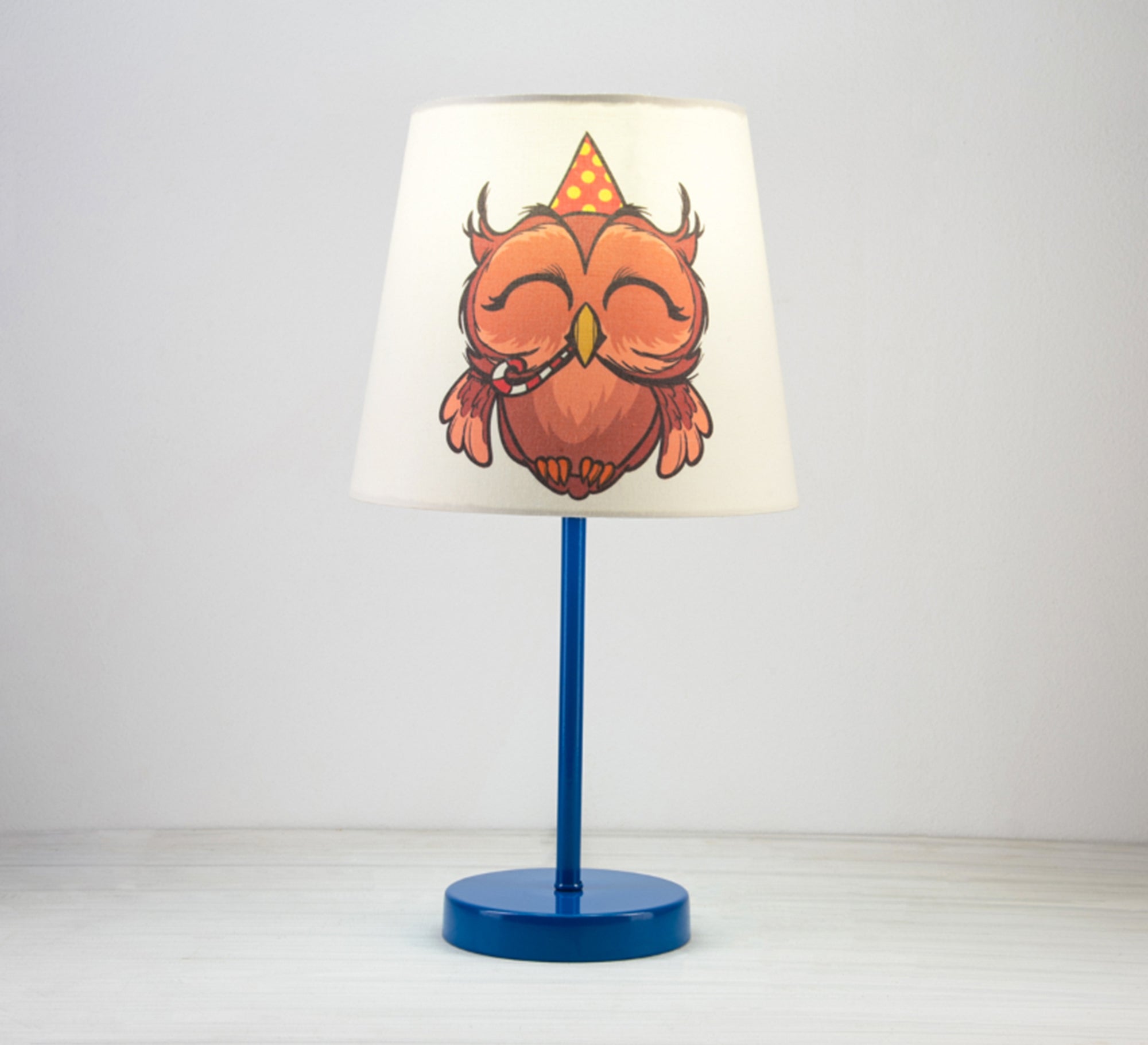 Party Owl Lamp: Fun Light for the Nursery with a Blue Base - Vitrine Furniture - Lighting