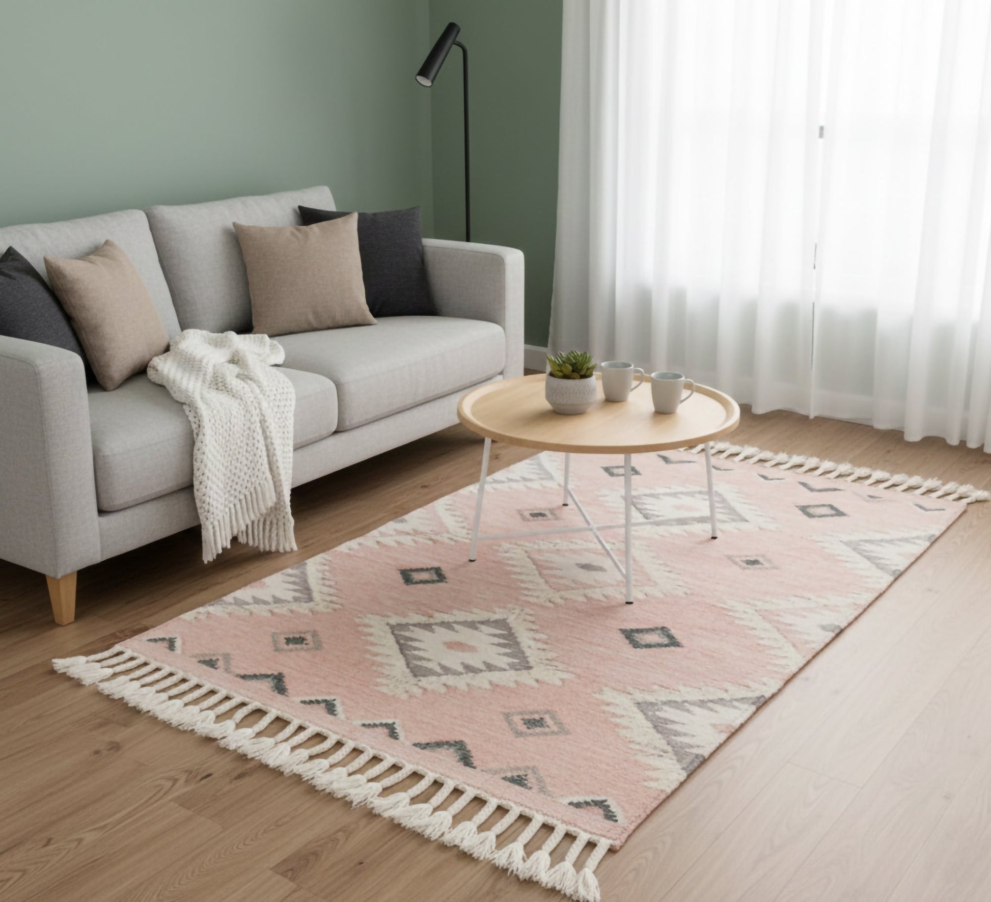 Pastel tribal pattern rug Pink - Vitrine Furniture - Accessories