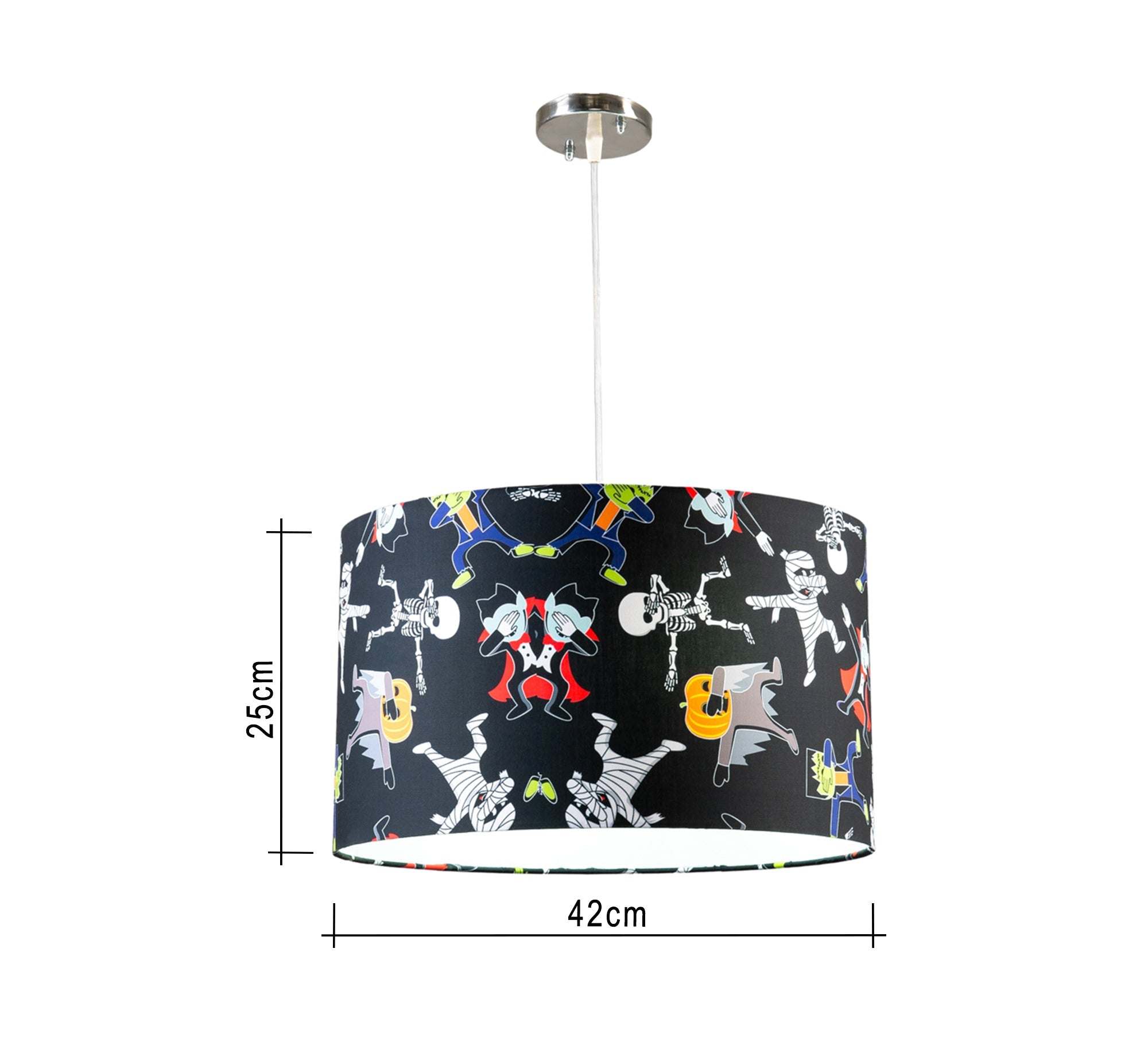 Pendant lamp with a black background covered in cartoon graphics - Vitrine Furniture - Lighting