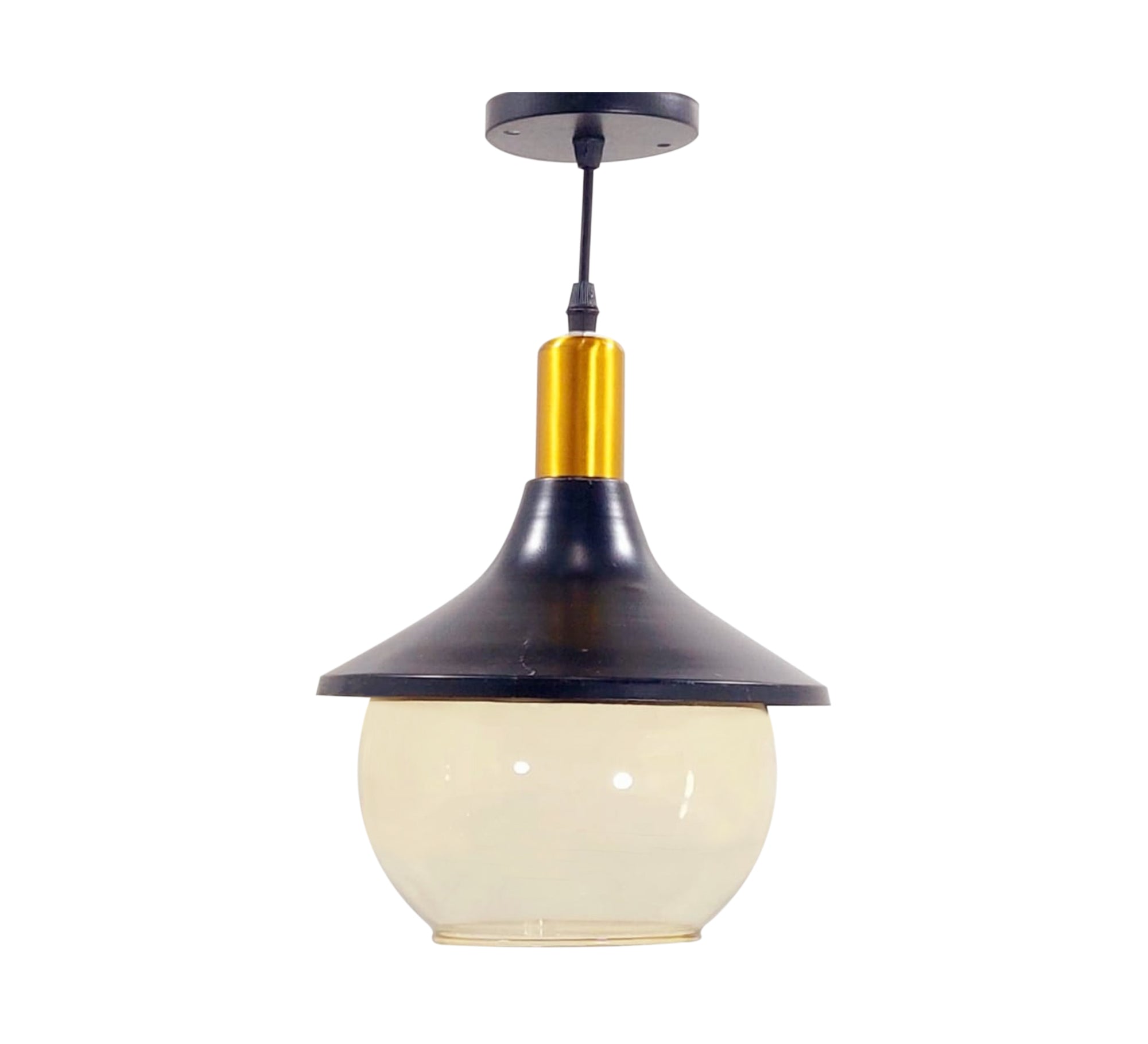 Pendant with metal funnel and glass crystal - Vitrine Furniture - Lighting