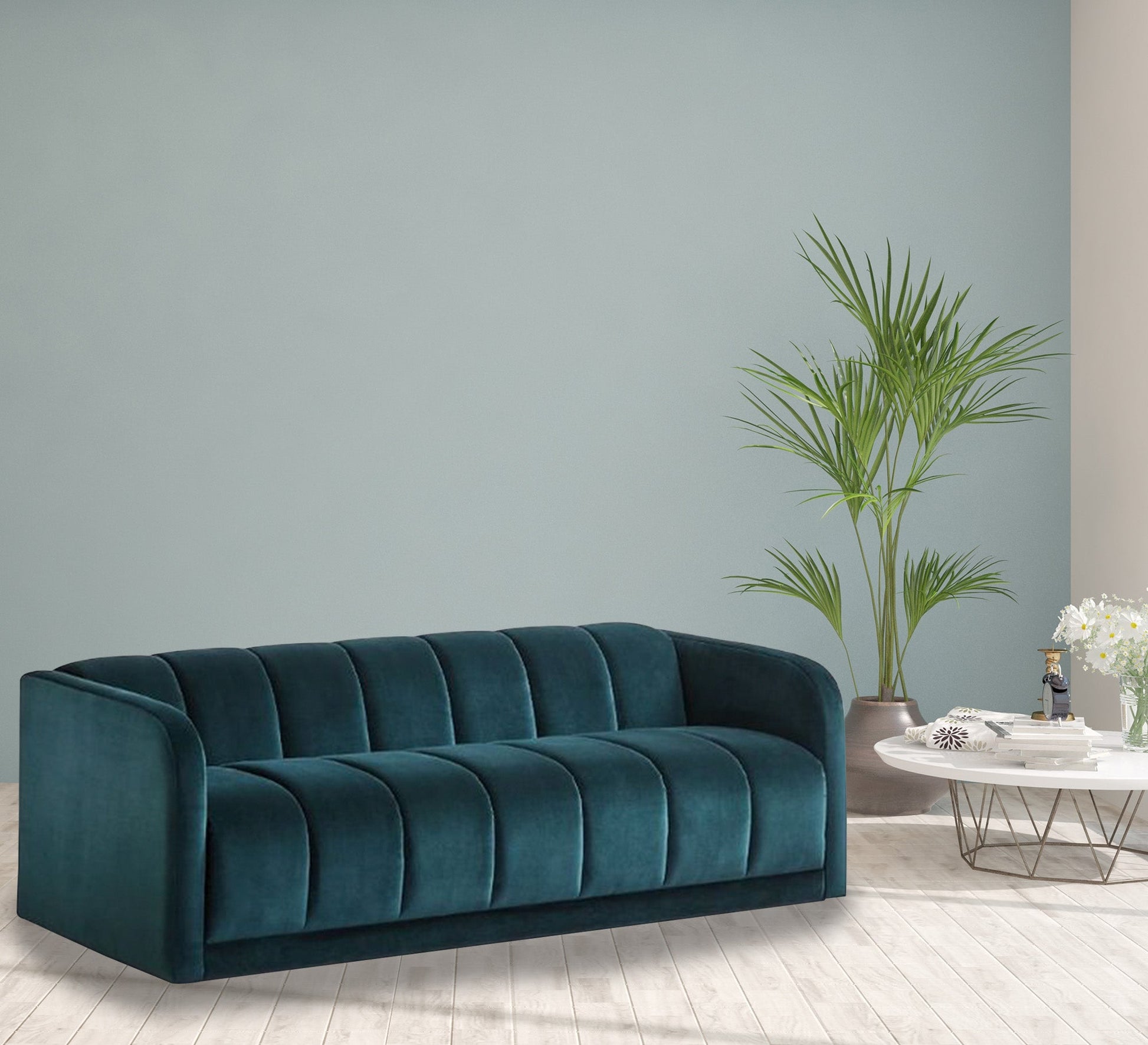 Petrol sofa with recessed lines - Vitrine Furniture - Living room Sofas