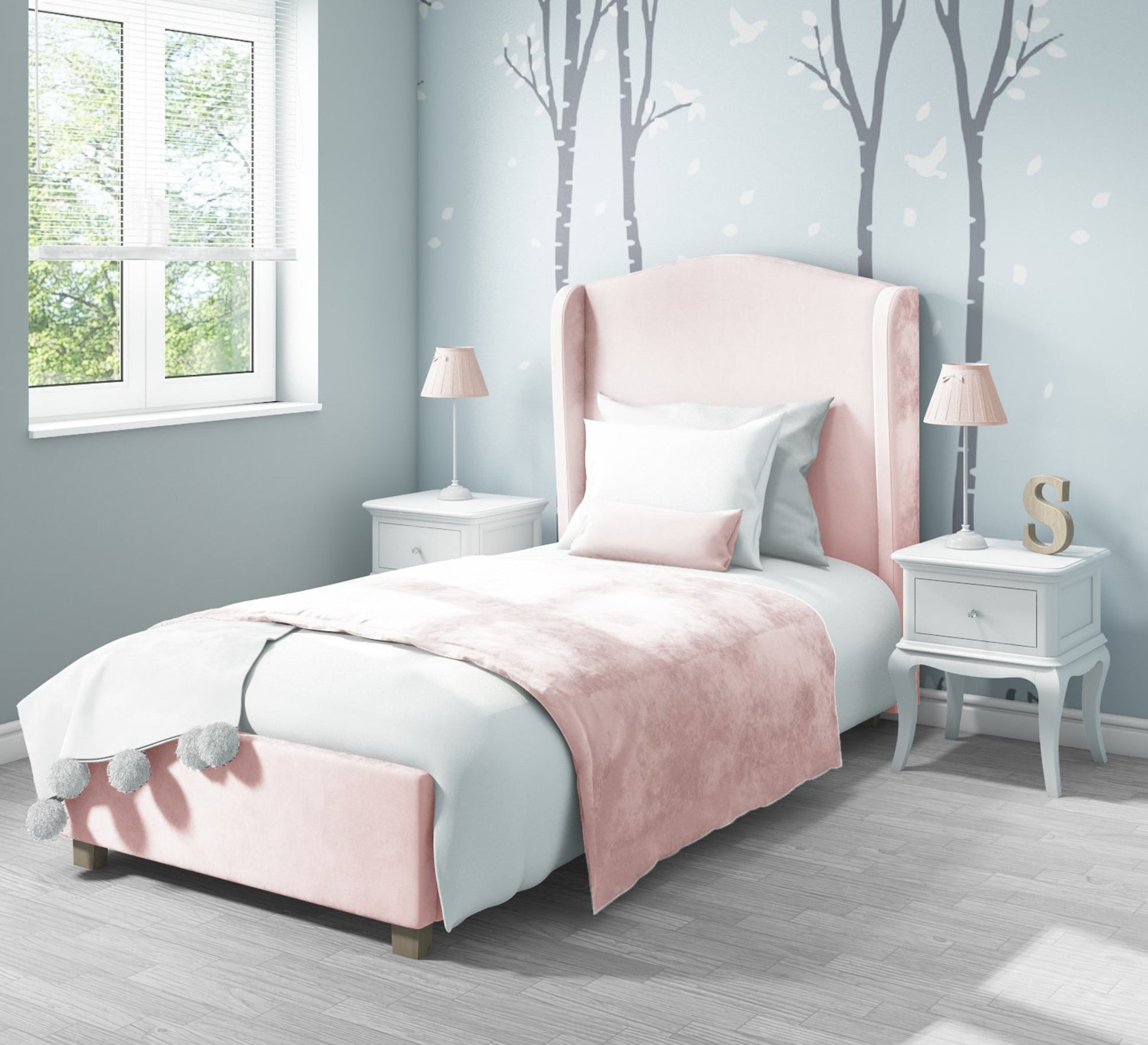 Pink bed with a high headboard - Vitrine Furniture - Furniture