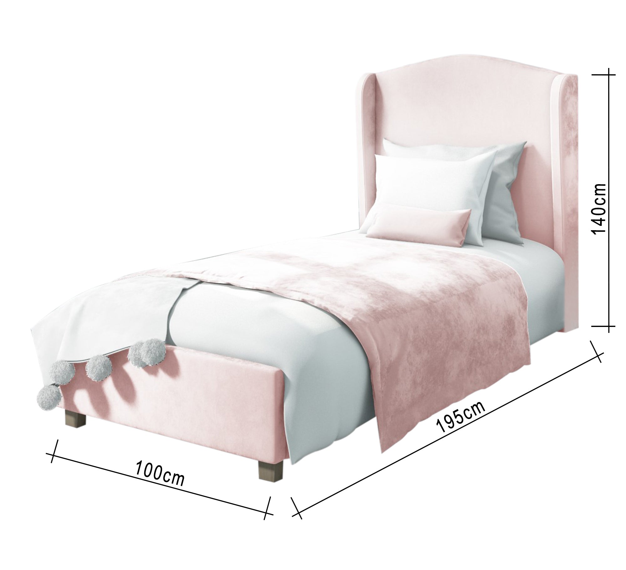 Pink bed with a high headboard - Vitrine Furniture - Furniture