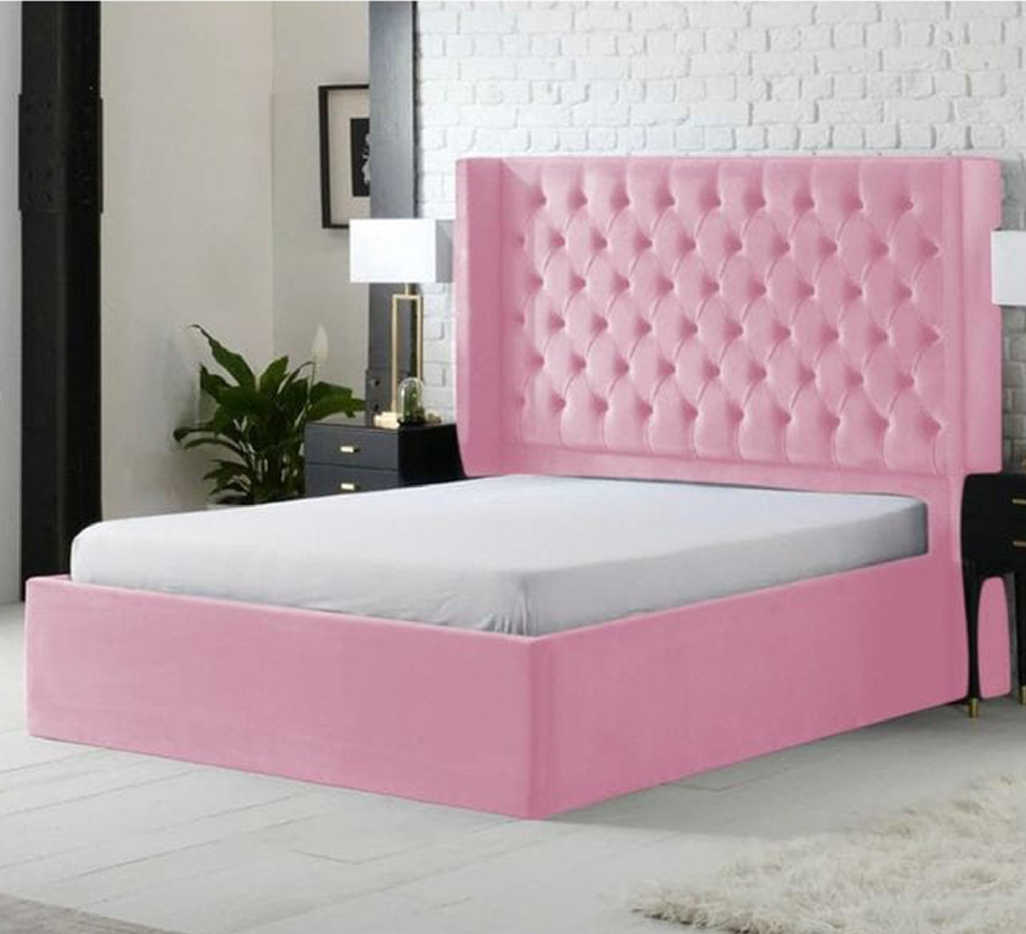 Pink bed with capitol beads - Vitrine Furniture - Furniture