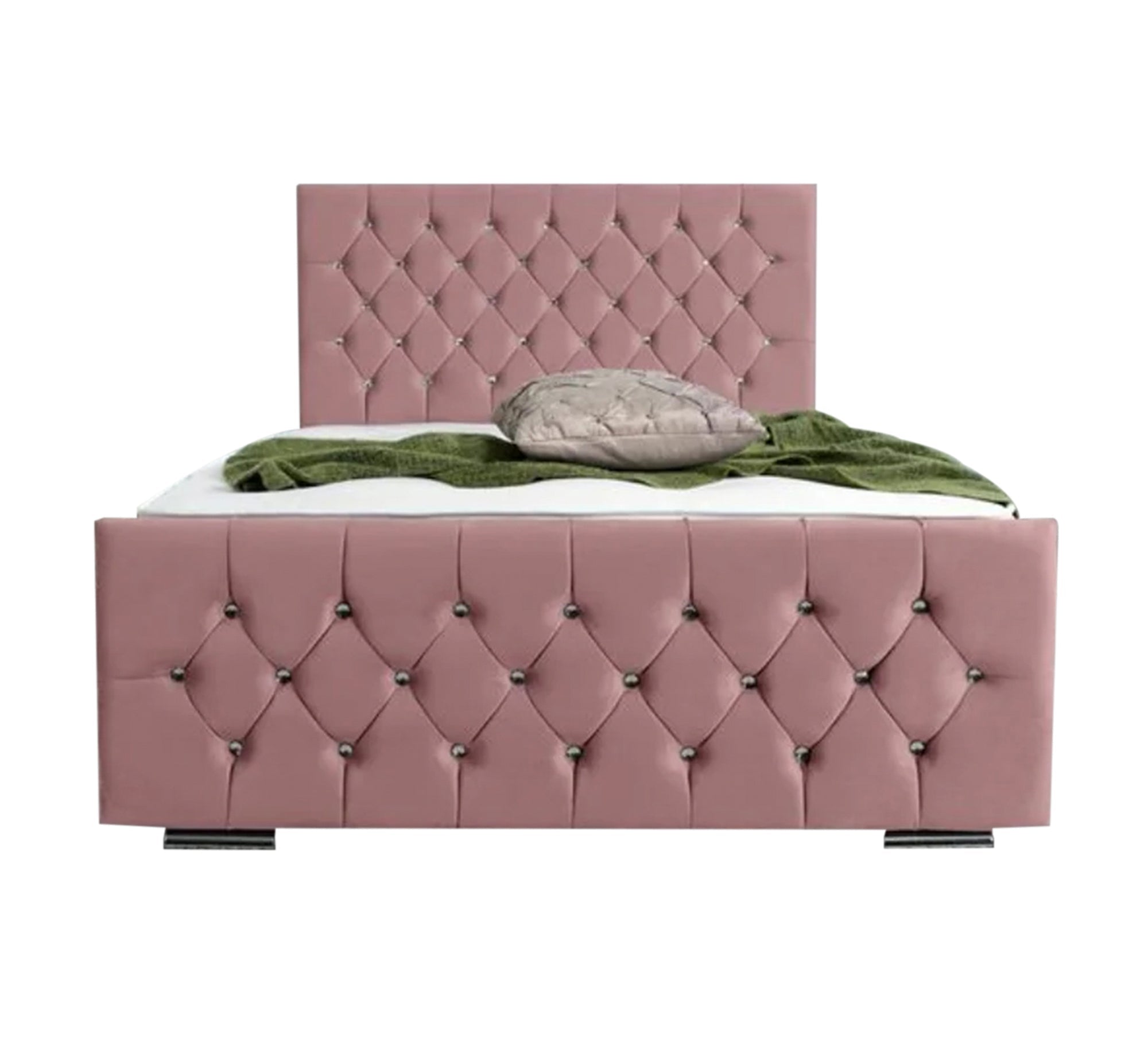 Pink bed with sunken capitone beads - Vitrine Furniture - Furniture