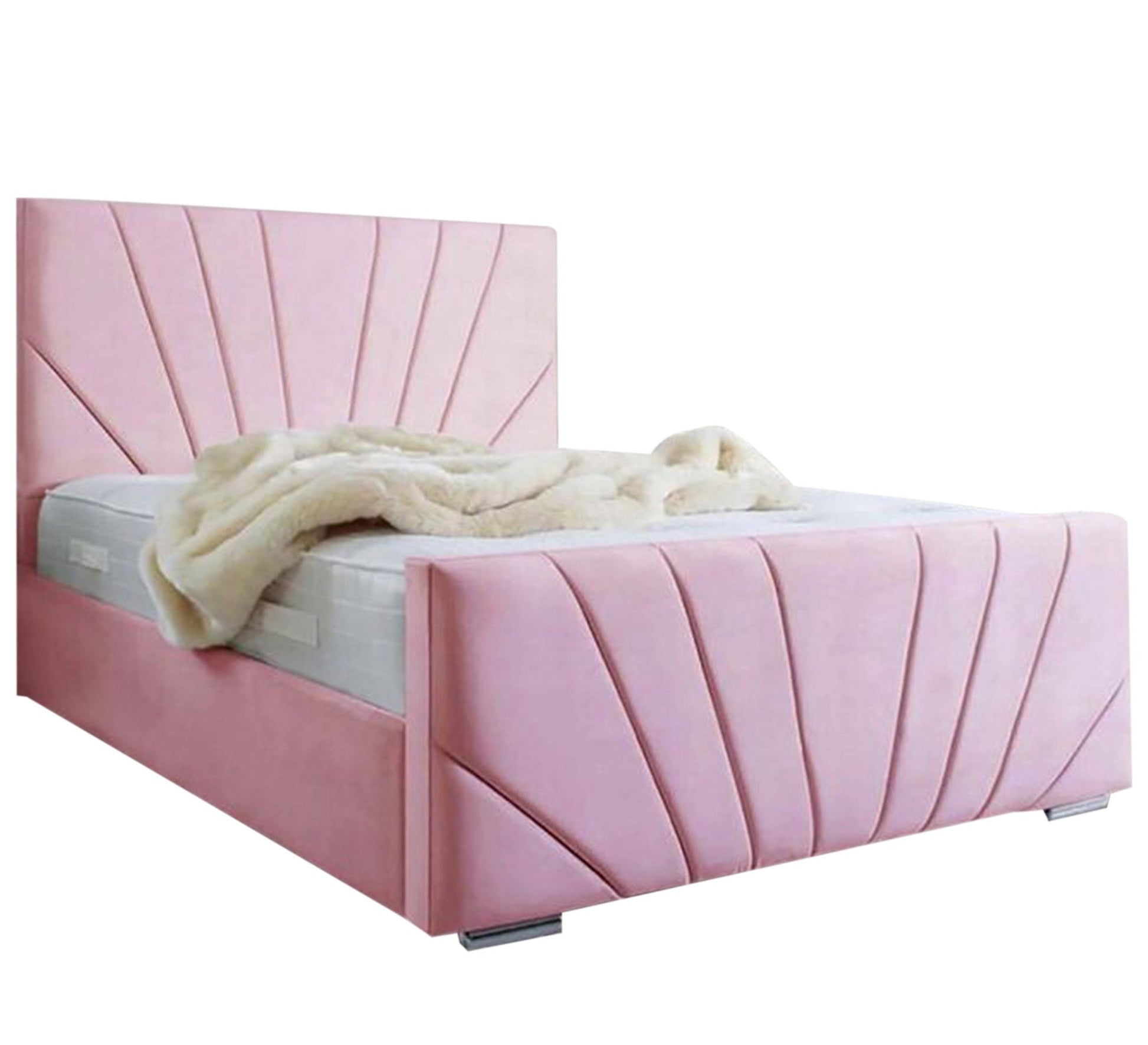 Pink bed with sunken radial threads - Vitrine Furniture - Furniture