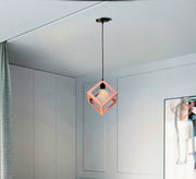 Pink hollow cube pendant - Vitrine Furniture - Lighting