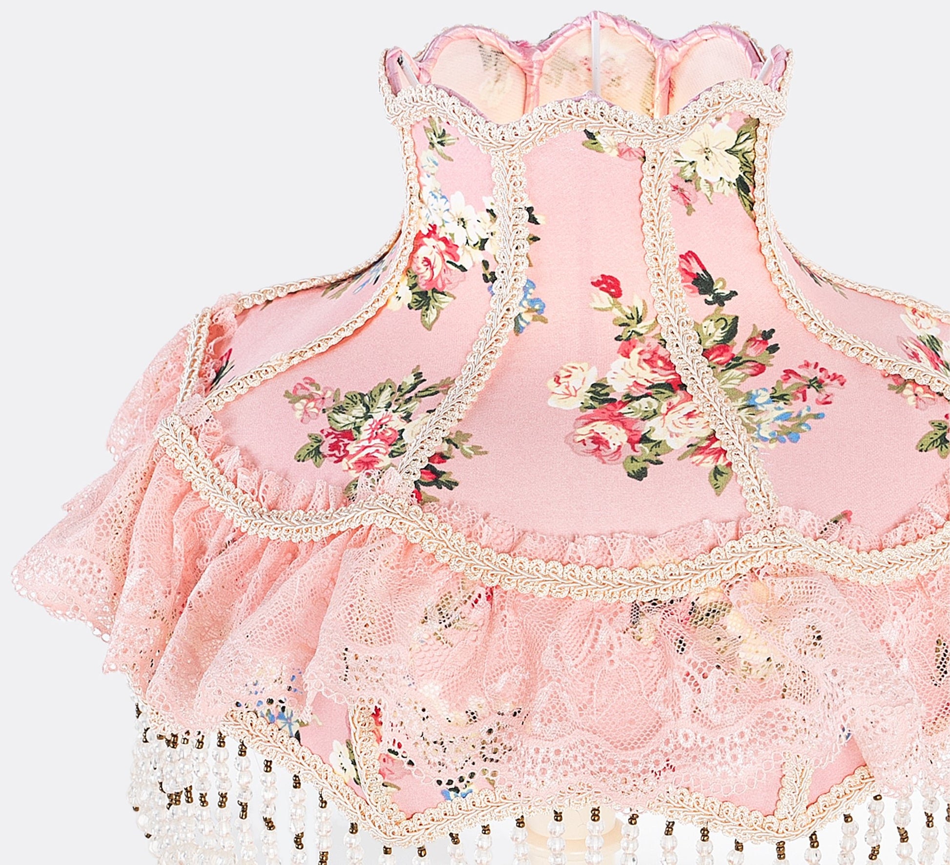 Pink Lamp with Bead Tassels - Vitrine Furniture - Lighting