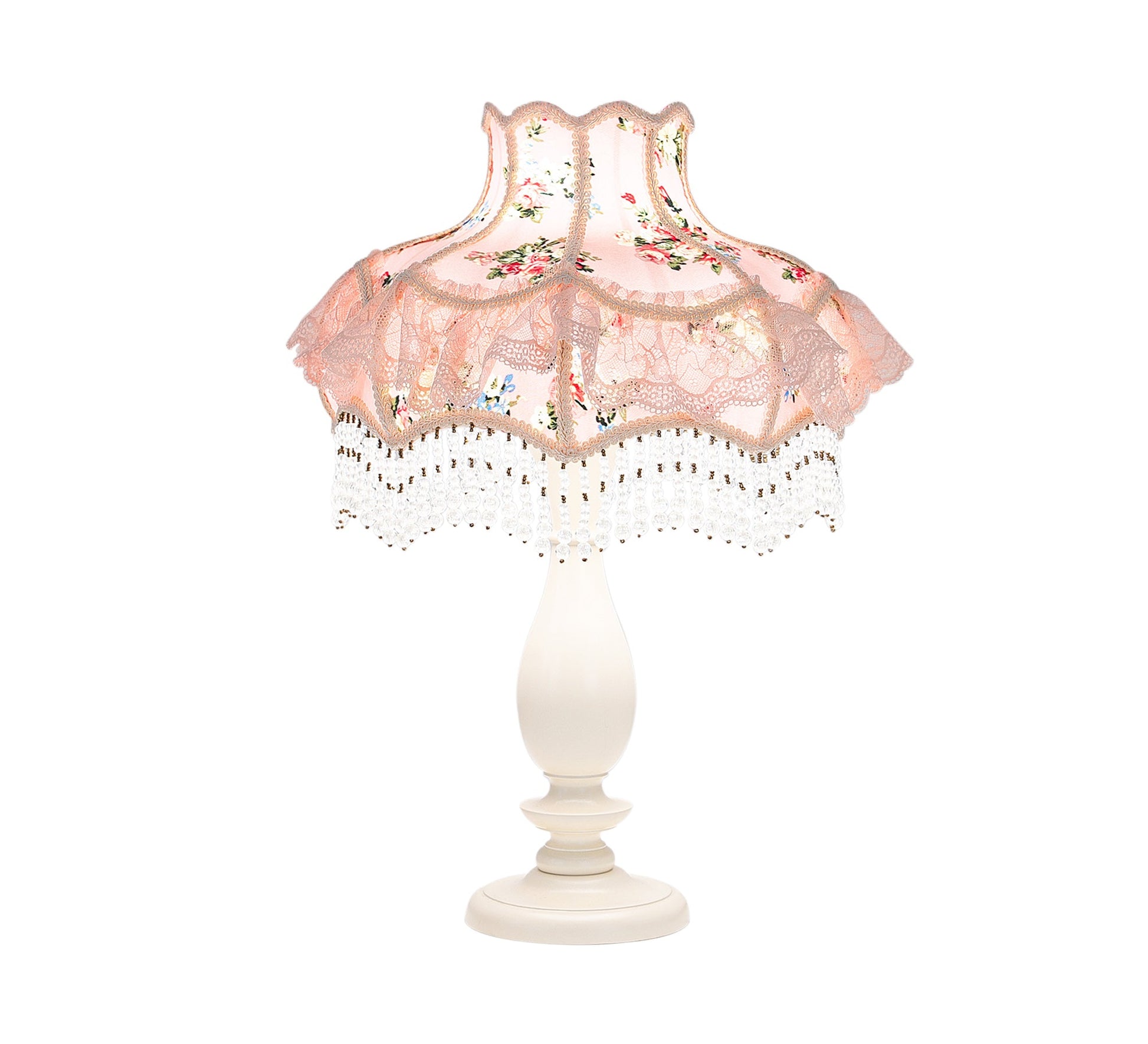 Pink Lamp with Bead Tassels - Vitrine Furniture - Lighting